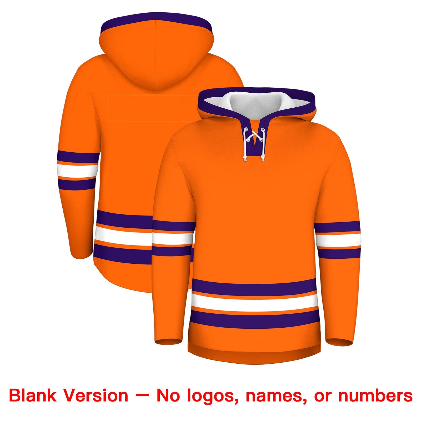 Custom Hockey Hoodie Jersey Orange Purple Classic Style for Men&Youth