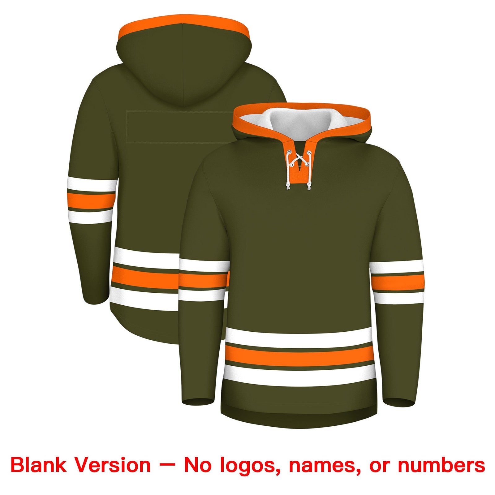 Custom Hockey Hoodie Jersey Olive Orange Classic Style for Men&Youth