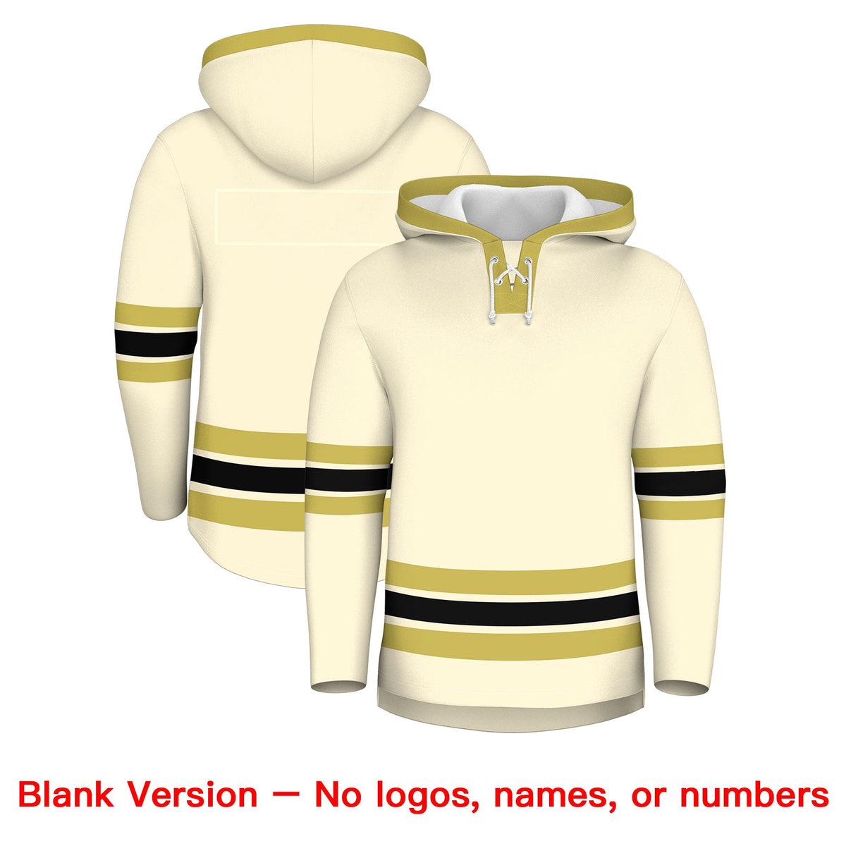 Custom Hockey Hoodie Jersey Cream Old Gold Classic Style for Men&amp;Youth