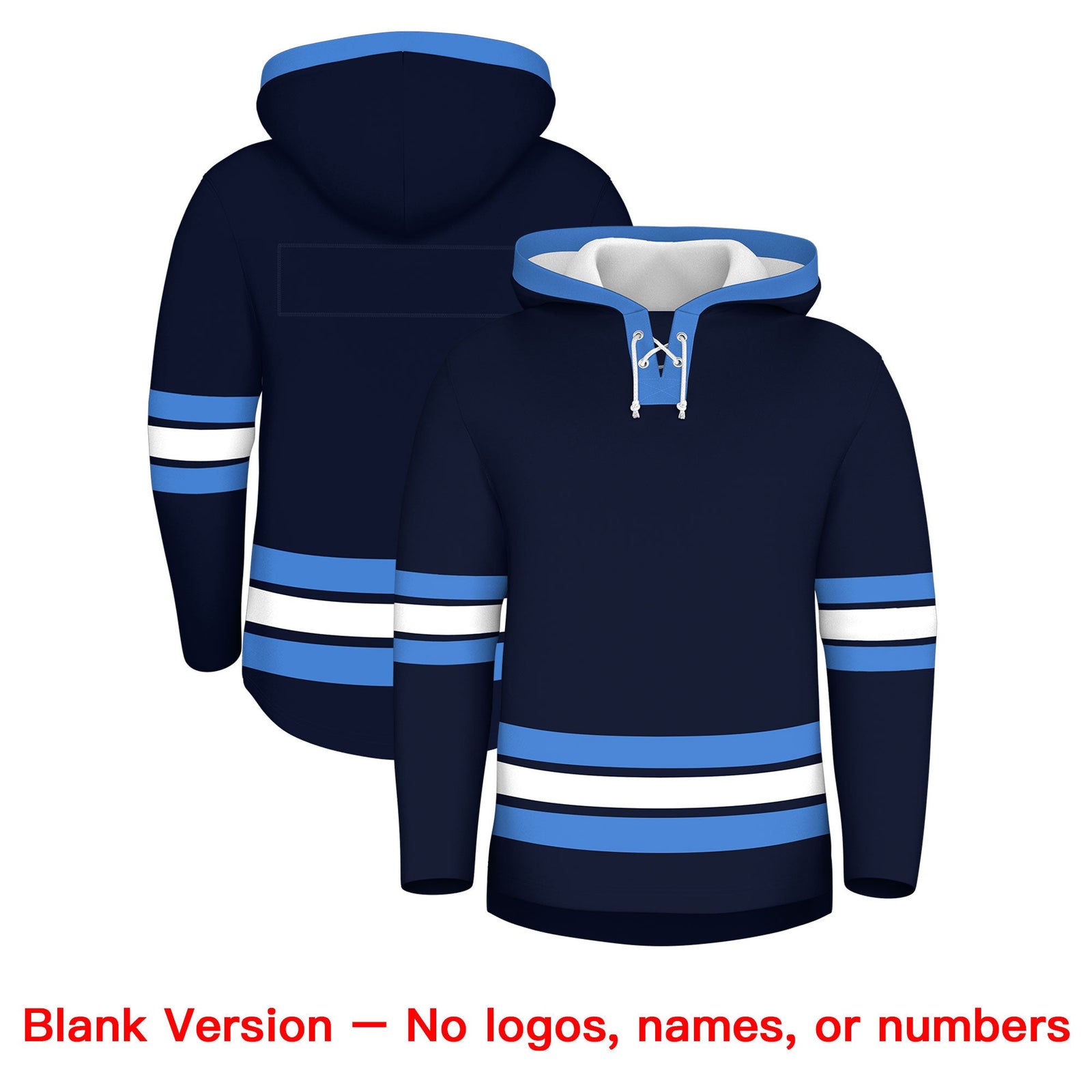 Custom Hockey Hoodie Jersey Navy Powder Blue Classic Style for Men&Youth