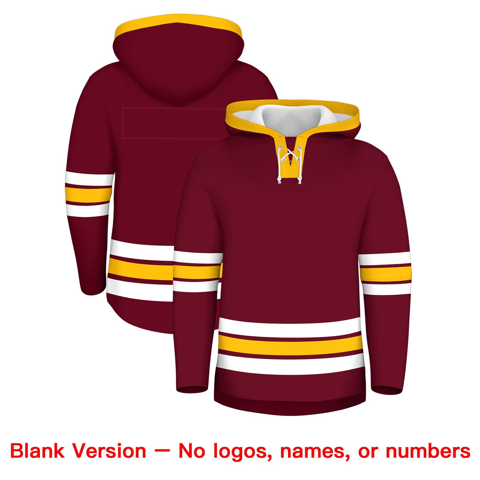 Custom Hockey Hoodie Jersey Crimson Gold Classic Style Add Name,Number&Logo