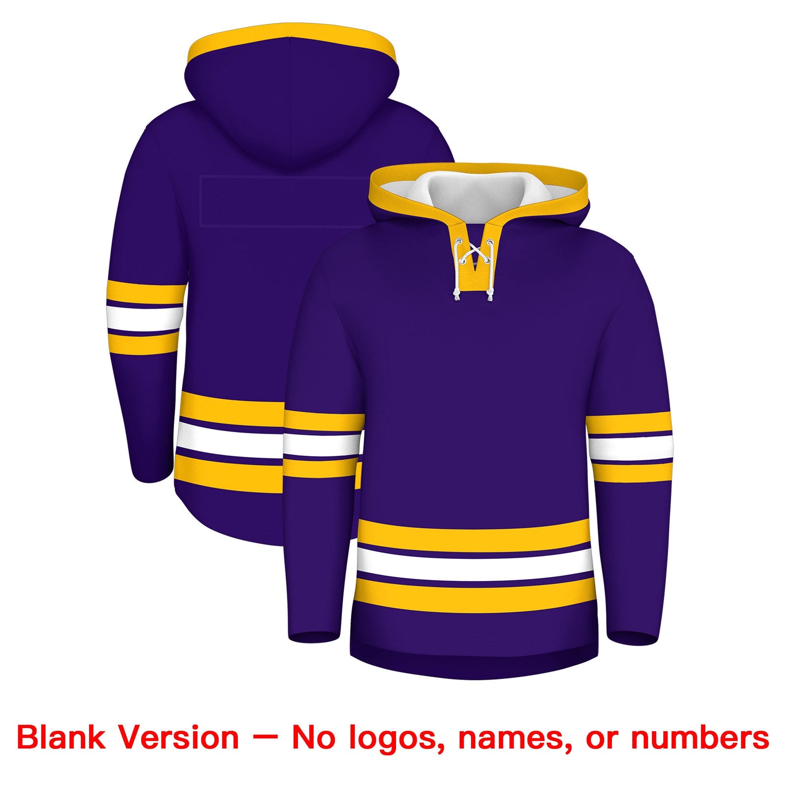 Custom Hockey Hoodie Jersey Purple Gold Classic Style for Men&Youth