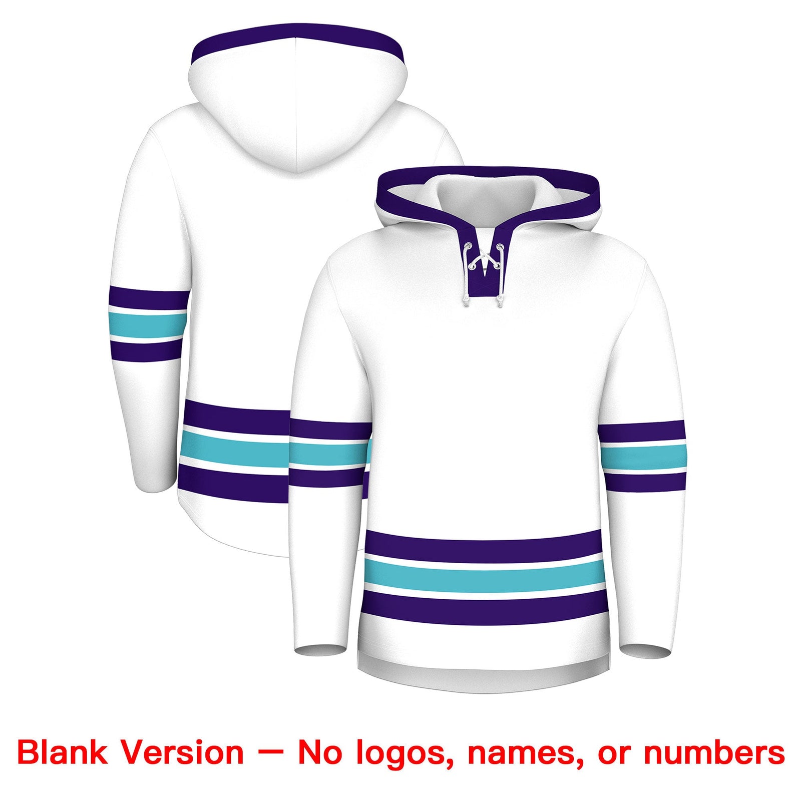 Custom Hockey Hoodie Jersey White Purple Classic Style for Men&Youth