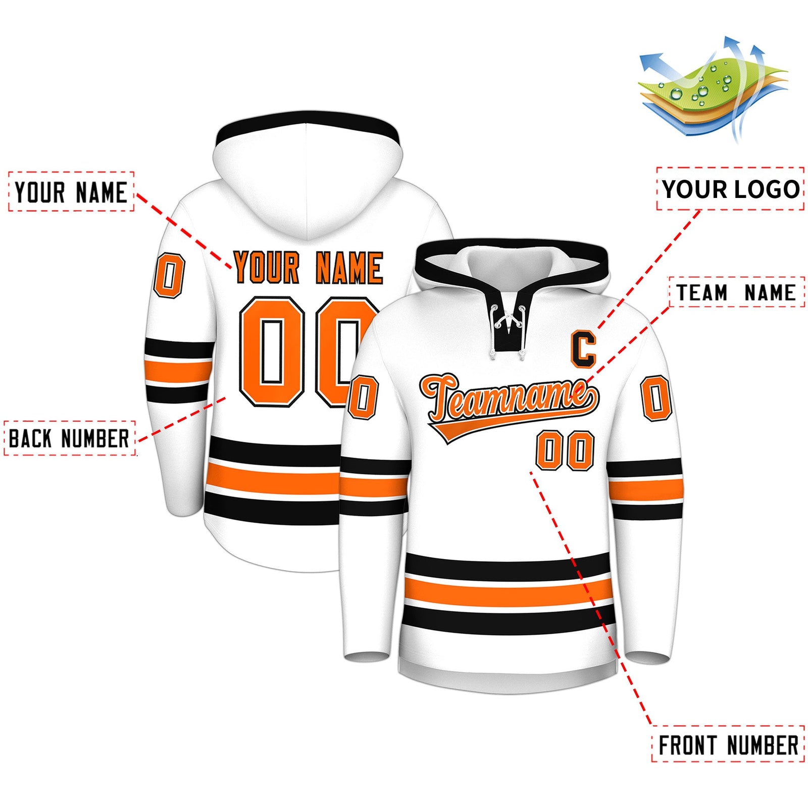 Custom Hockey Hoodie Jersey White Black Classic Style for Men&Youth