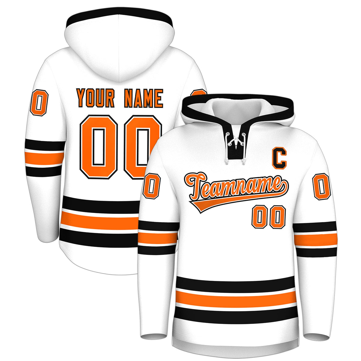 Custom Hockey Hoodie Jersey White Black Classic Style for Men&amp;Youth