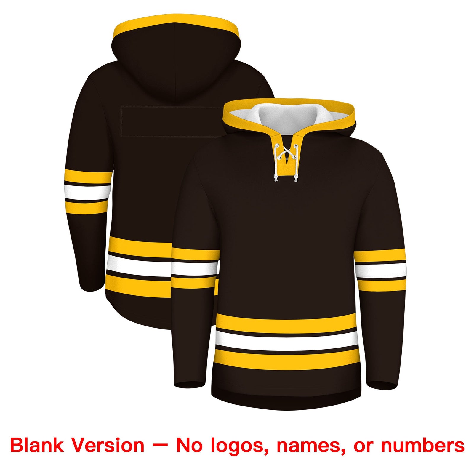 Custom Hockey Hoodie Jersey Brown Gold Classic Style Add Name,Number & Logo
