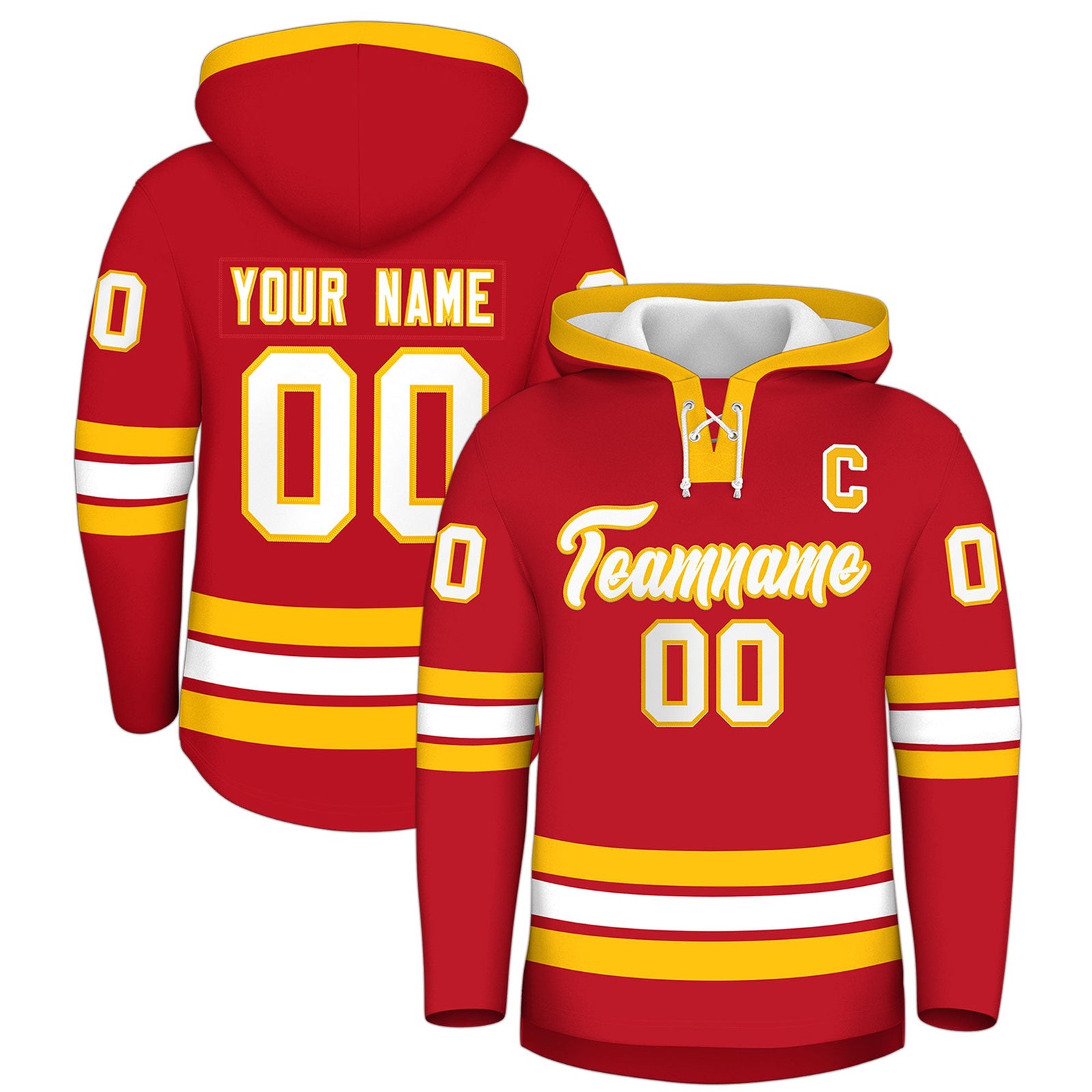 Custom Hockey Hoodie Jersey Red White Classic Style for Men&Youth