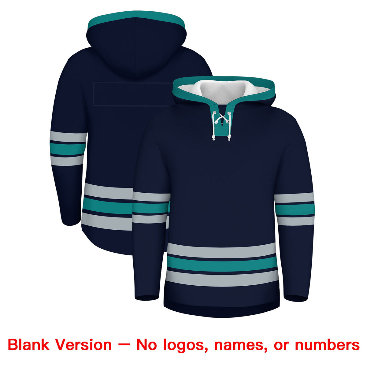 Custom Hockey Hoodie Jersey Navy Teal Classic Style for Men&amp;Youth