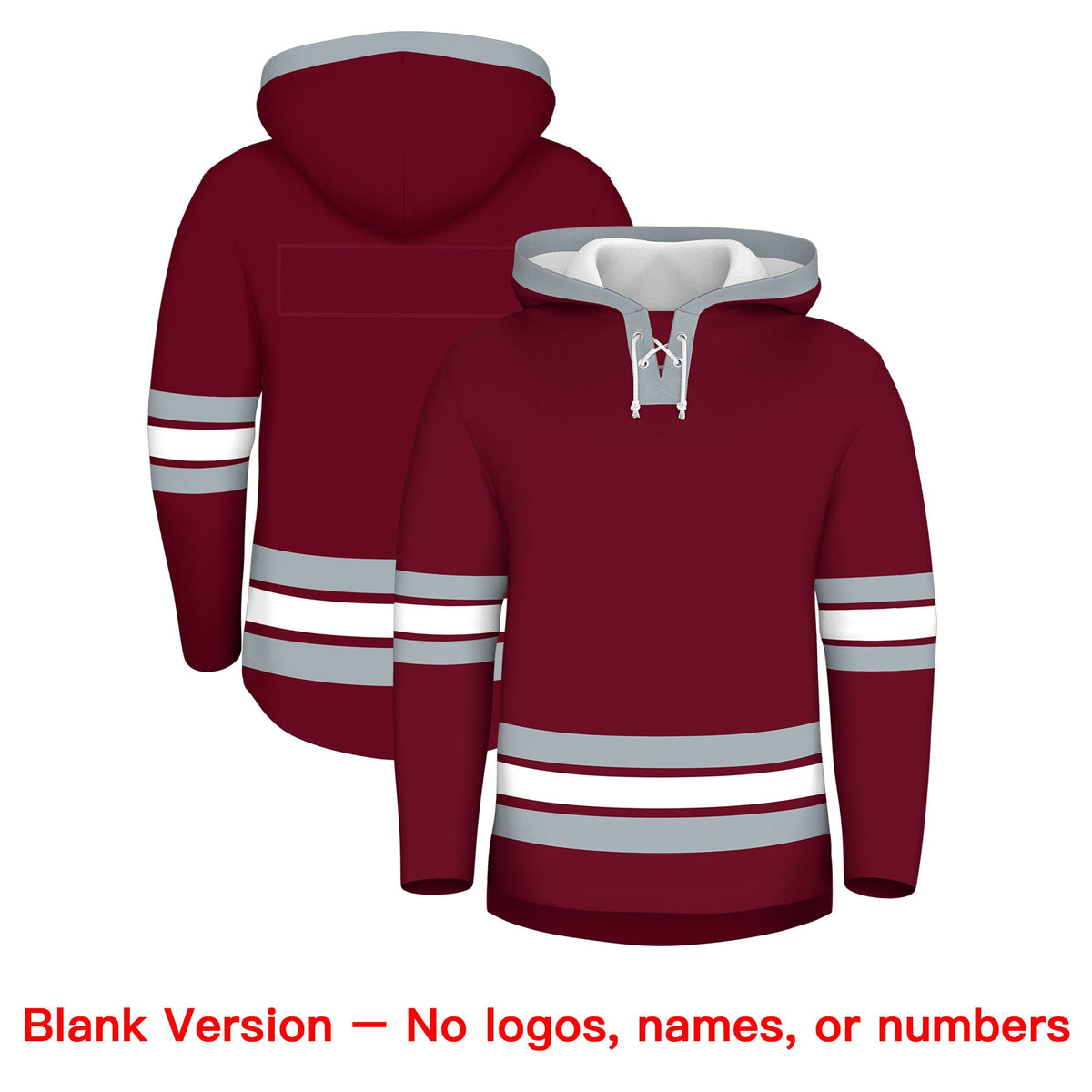 Custom Hockey Hoodie Jersey Crimson Silver Classic Style for Men&amp;Youth