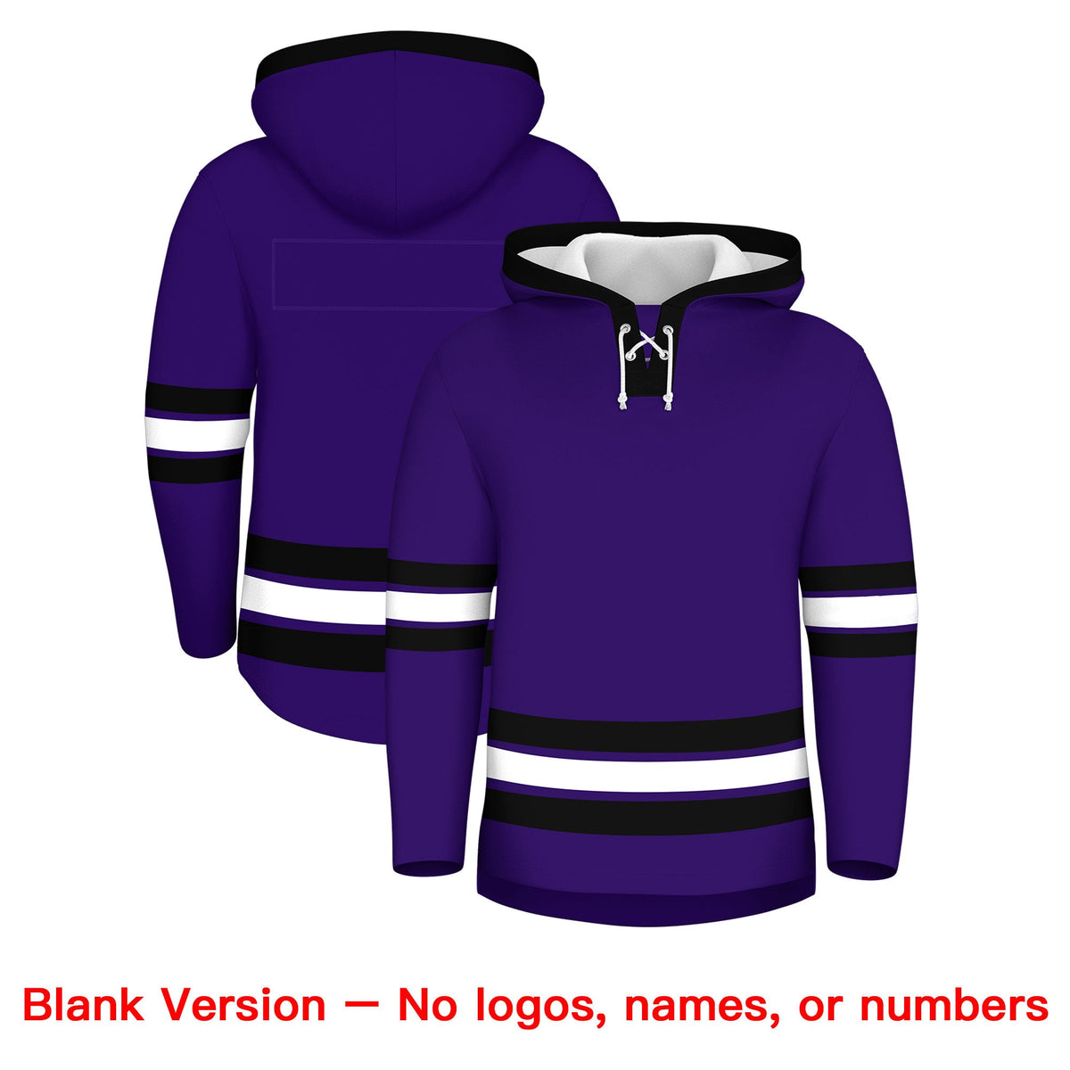 Custom Hockey Hoodie Jersey Purple Black Classic Style Add Name,Number&amp;Logo