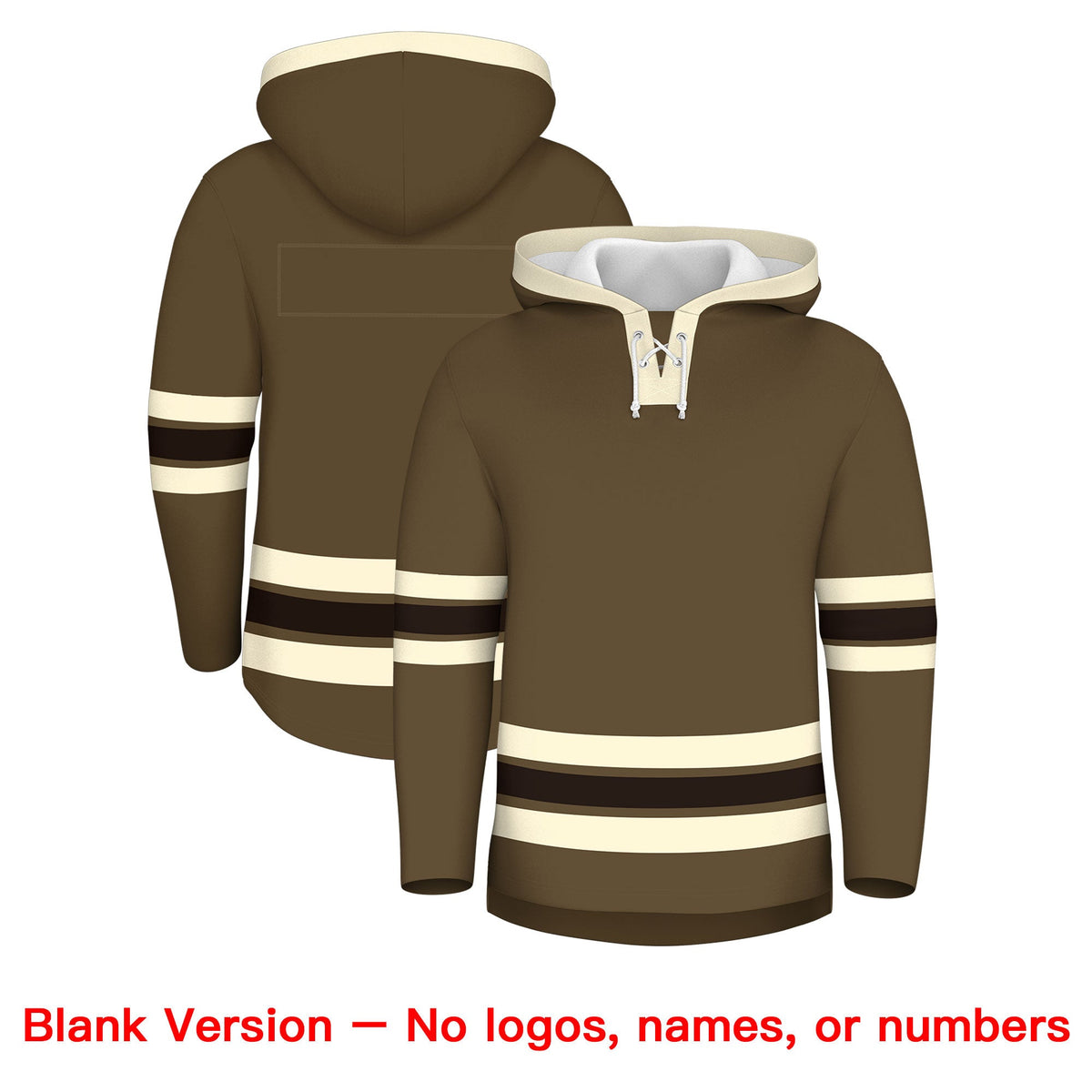 Custom Hockey Hoodie Jersey Light Brown Cream Classic Style Add Name,Number &amp; Logo