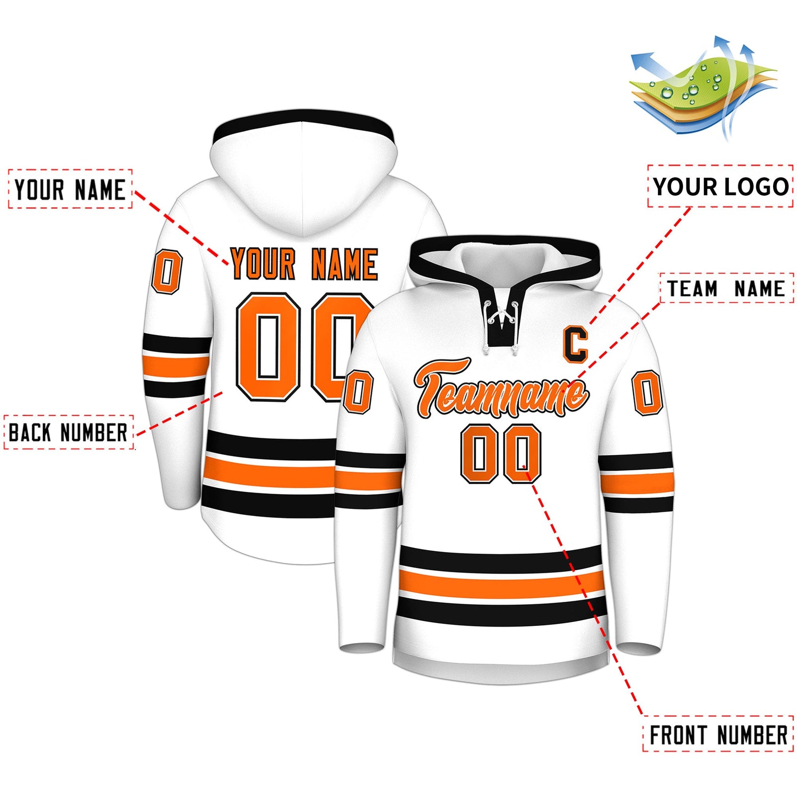 Custom Hockey Hoodie Jersey White Black Classic Style for Men&Youth