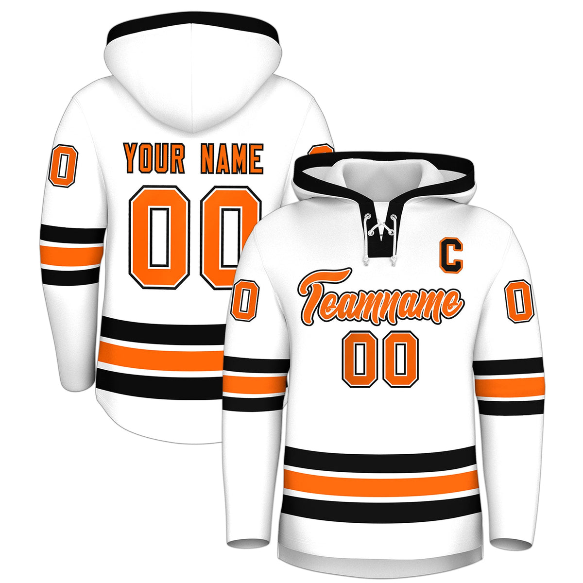 Custom Hockey Hoodie Jersey White Black Classic Style for Men&amp;Youth