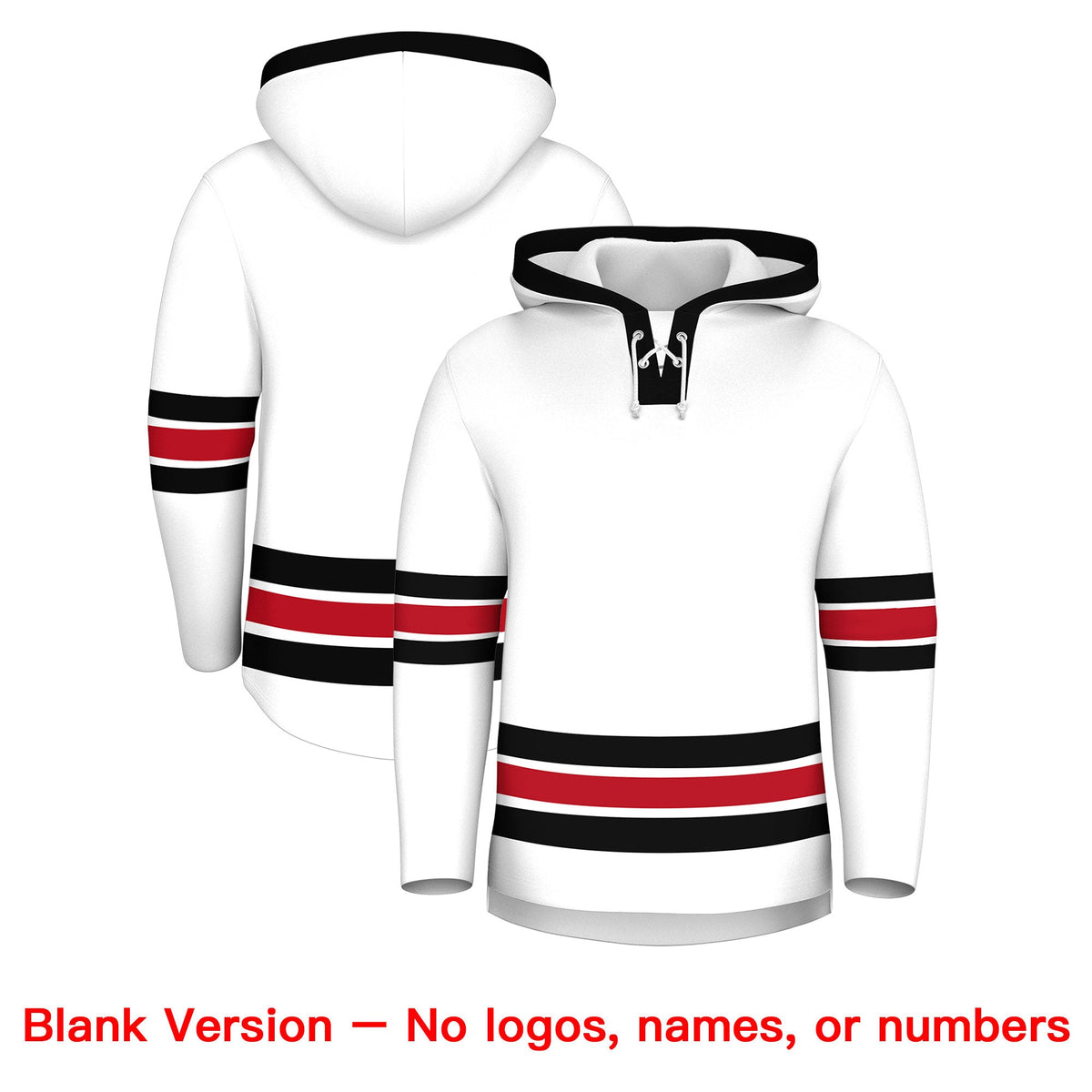 Custom Hockey Hoodie Jersey White Black Classic Style Add Name,Number &amp; Logo