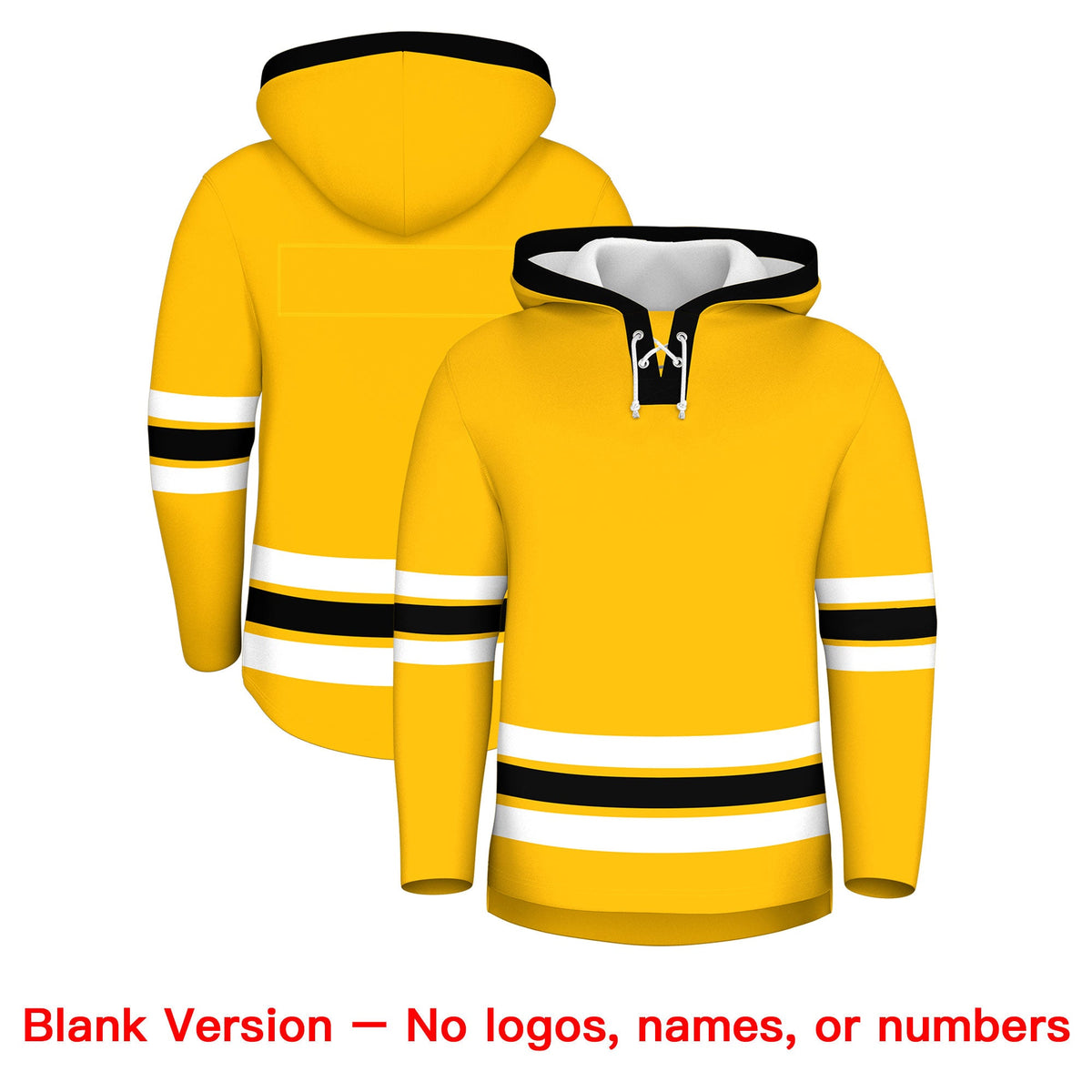 Custom Hockey Hoodie Jersey Gold Black Classic Style Add Name,Number &amp; Logo