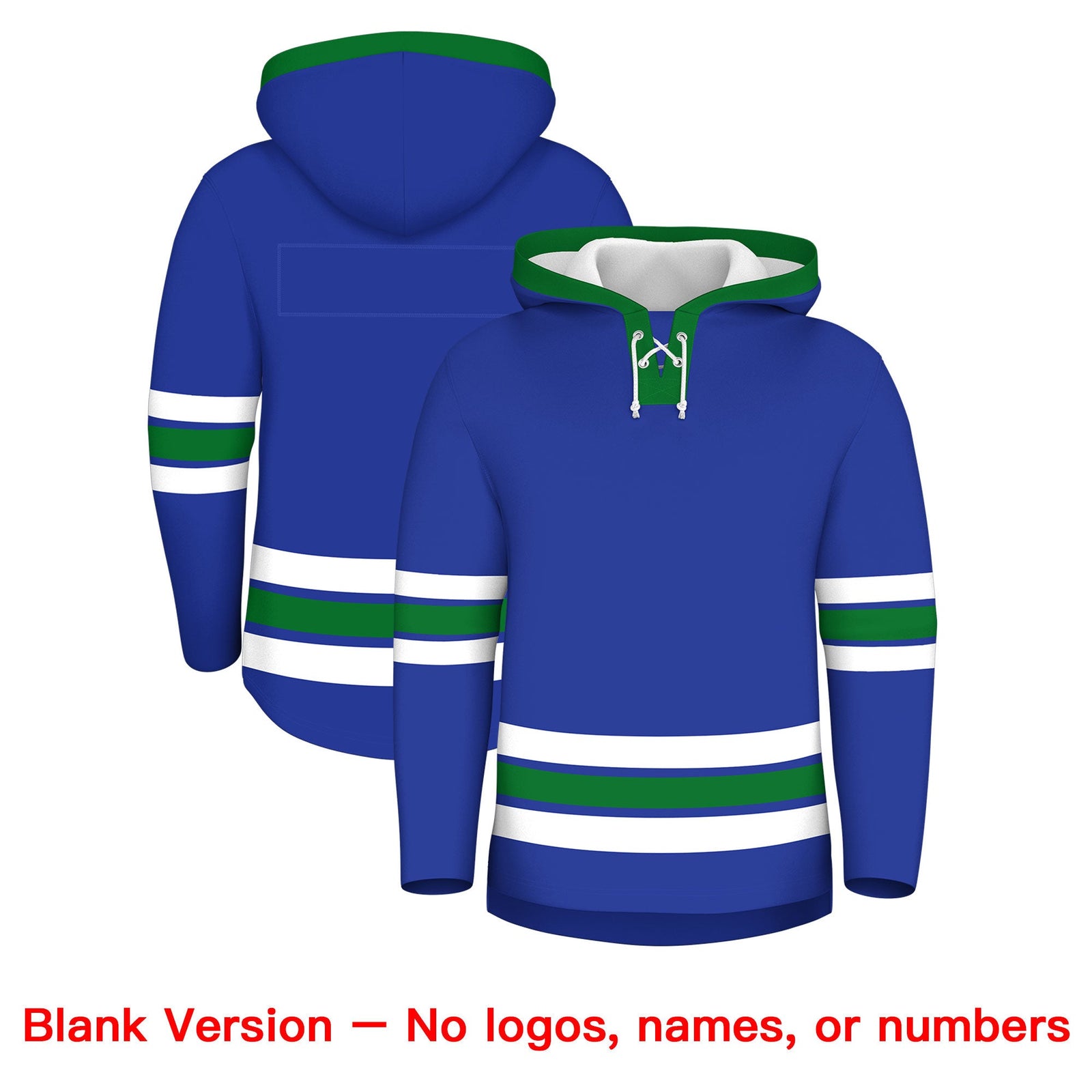 Custom Hockey Hoodie Jersey Royal Blue Kelly Green Classic Style for Men&Youth