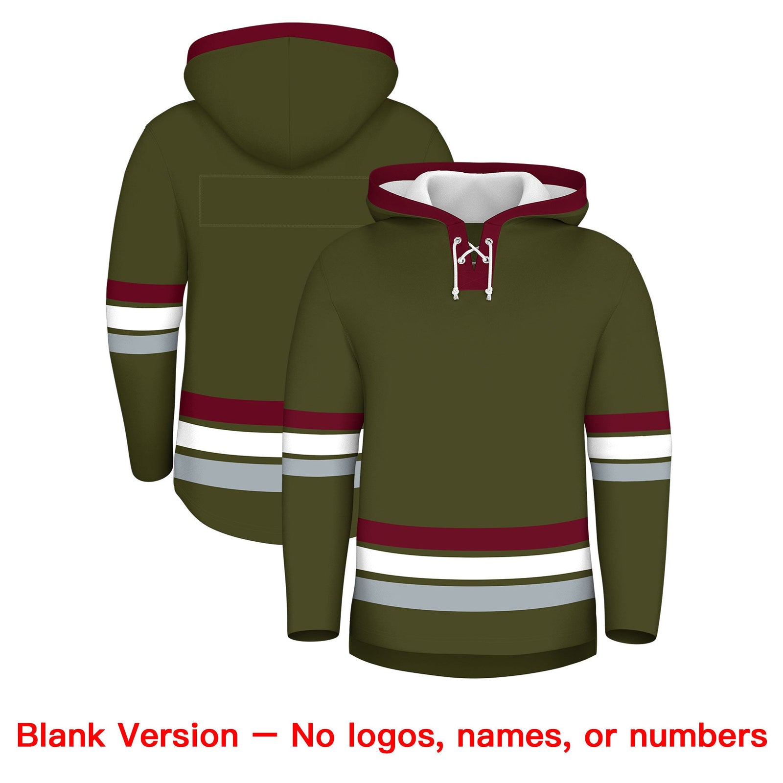 Custom Hockey Hoodie Jersey Olive Crimson Classic Style Add Name,Number&Logo