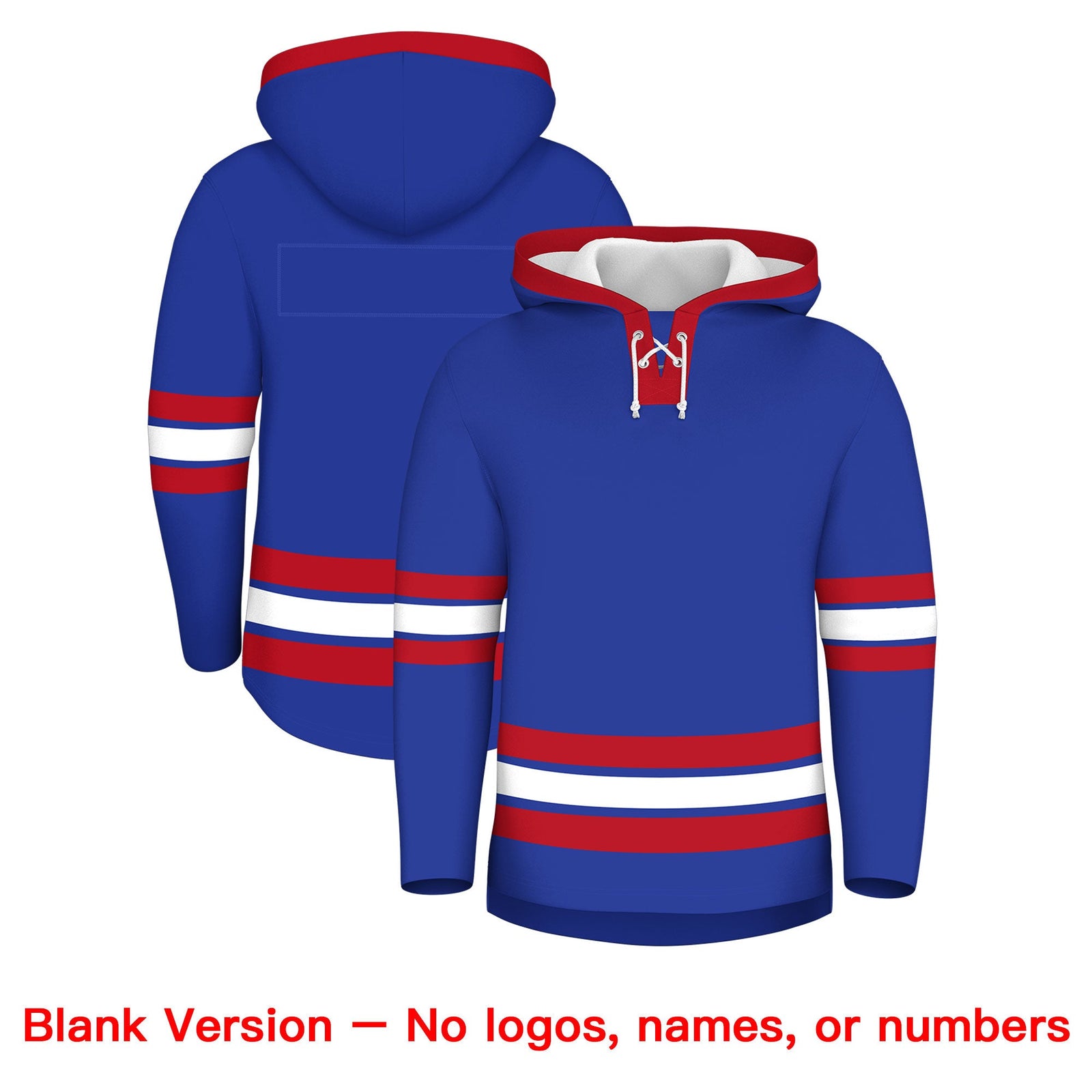Custom Hockey Hoodie Jersey Royal Blue Red Classic Style Add Name,Number&Logo