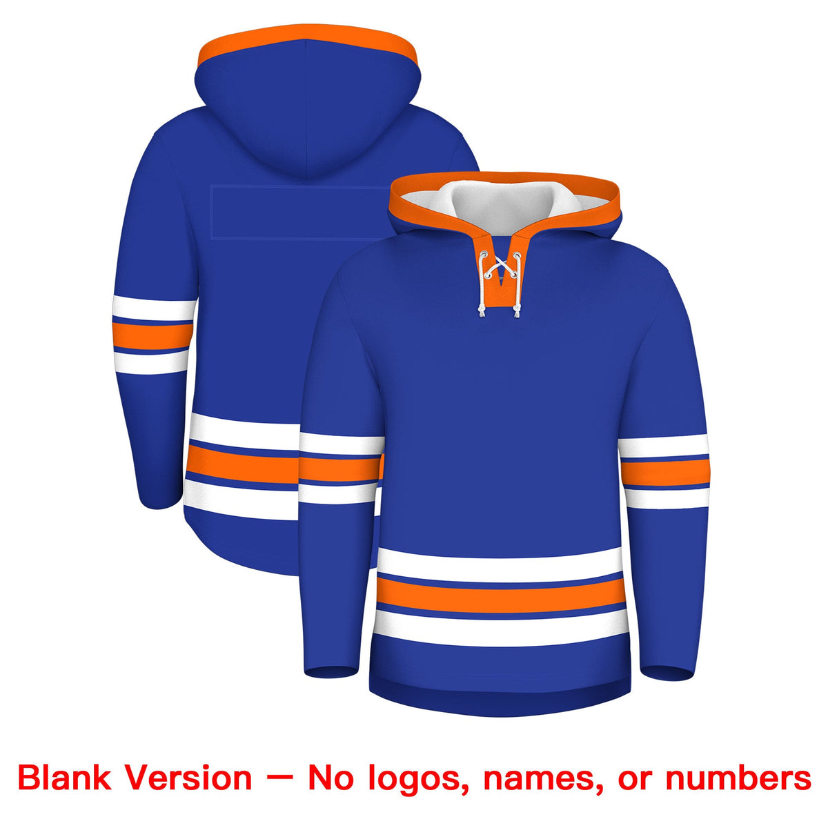 Custom Hockey Hoodie Jersey Royal Blue Orange Classic Style for Men&amp;Youth