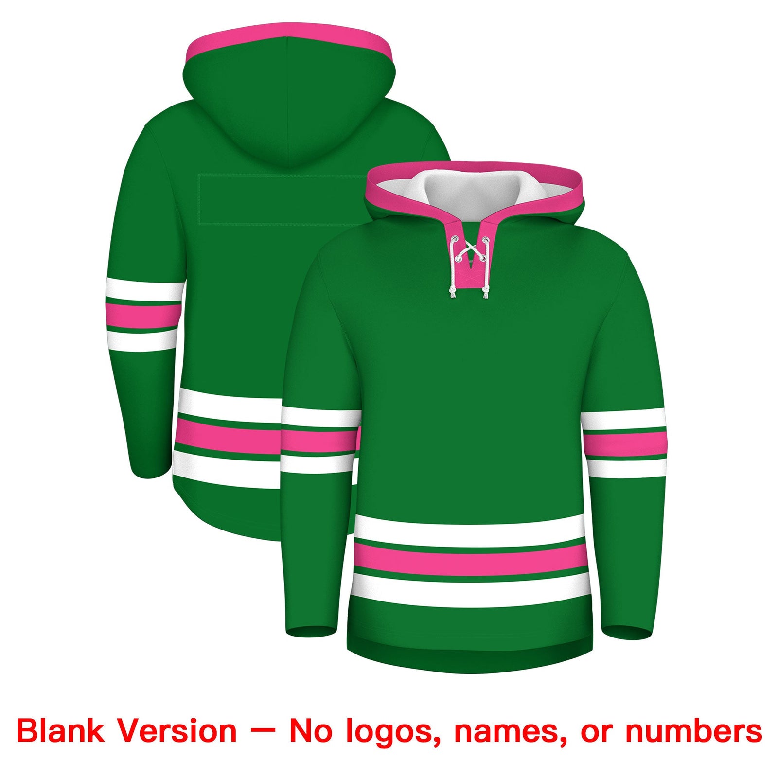 Custom Hockey Hoodie Jersey Kelly Green Pink Classic Style for Men&Youth
