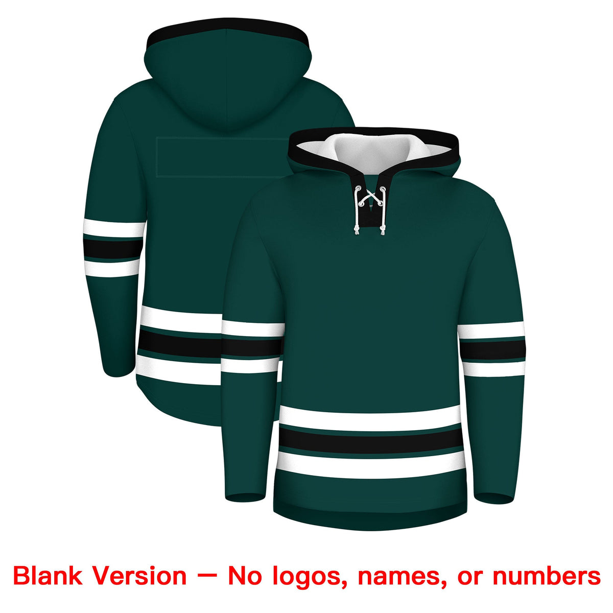 Custom Hockey Hoodie Jersey Midnight Green Black Classic Style Add Name,Number&amp;Logo