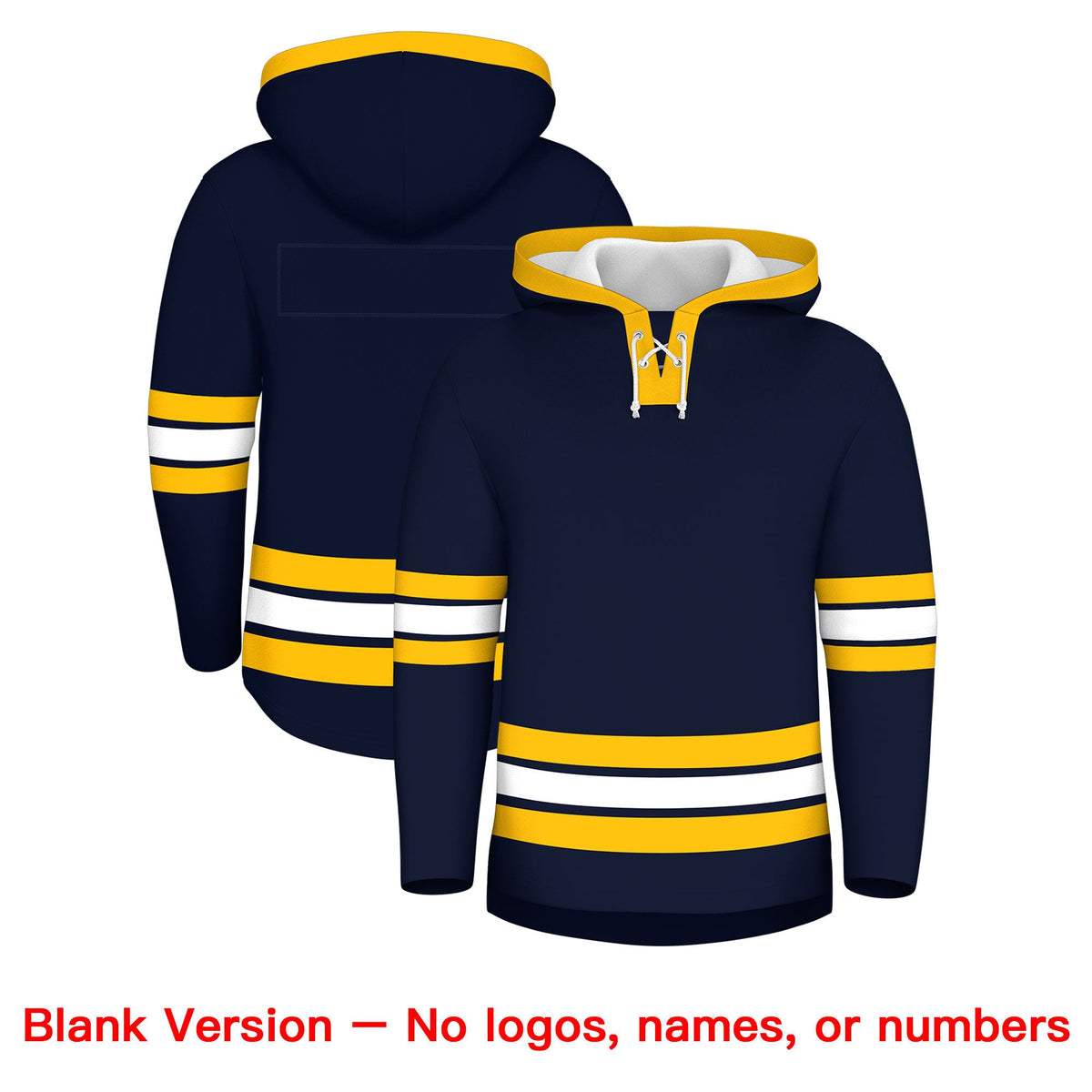 Custom Hockey Hoodie Jersey Navy White Classic Style Add Name,Number &amp; Logo