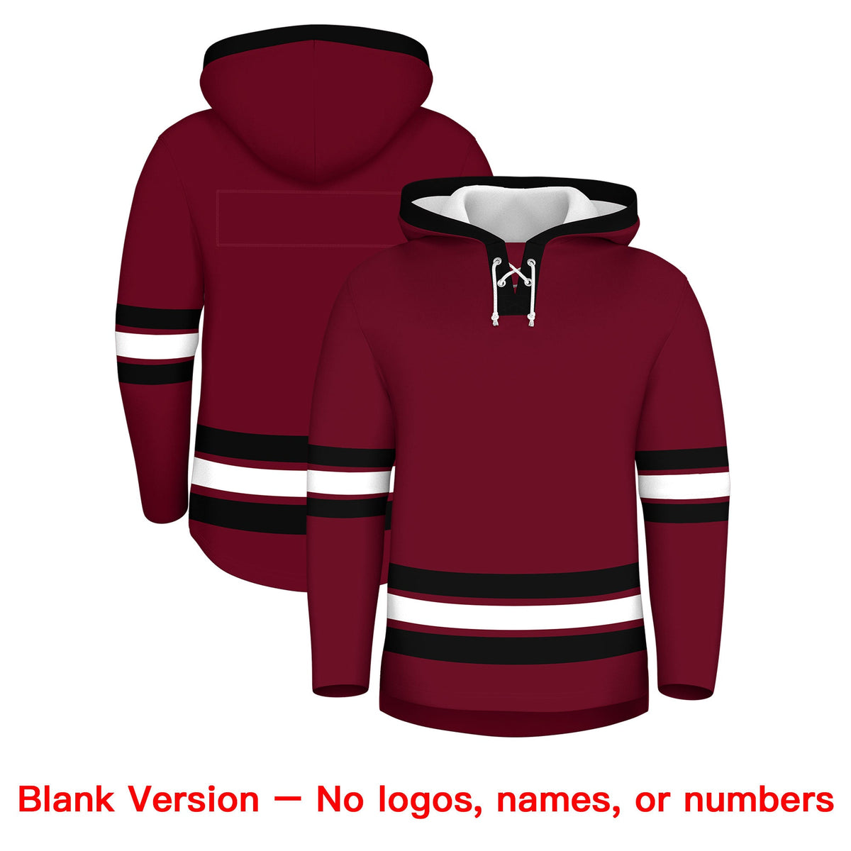 Custom Hockey Hoodie Jersey Crimson Black Classic Style Add Name,Number&amp;Logo
