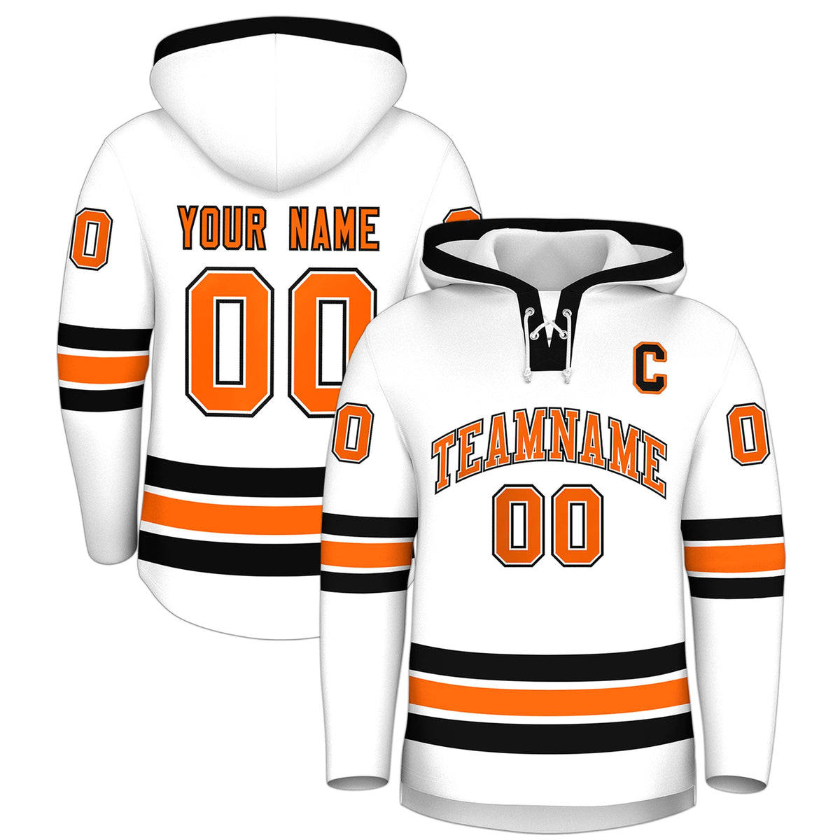 Custom Hockey Hoodie Jersey White Black Classic Style for Men&amp;Youth