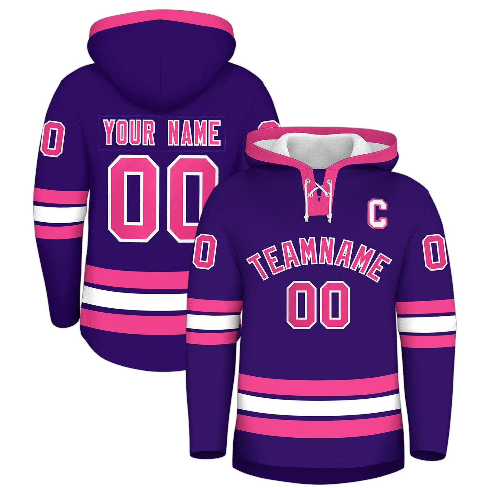 Custom Hockey Hoodie Jersey Purple Pink Classic Style for Men&Youth