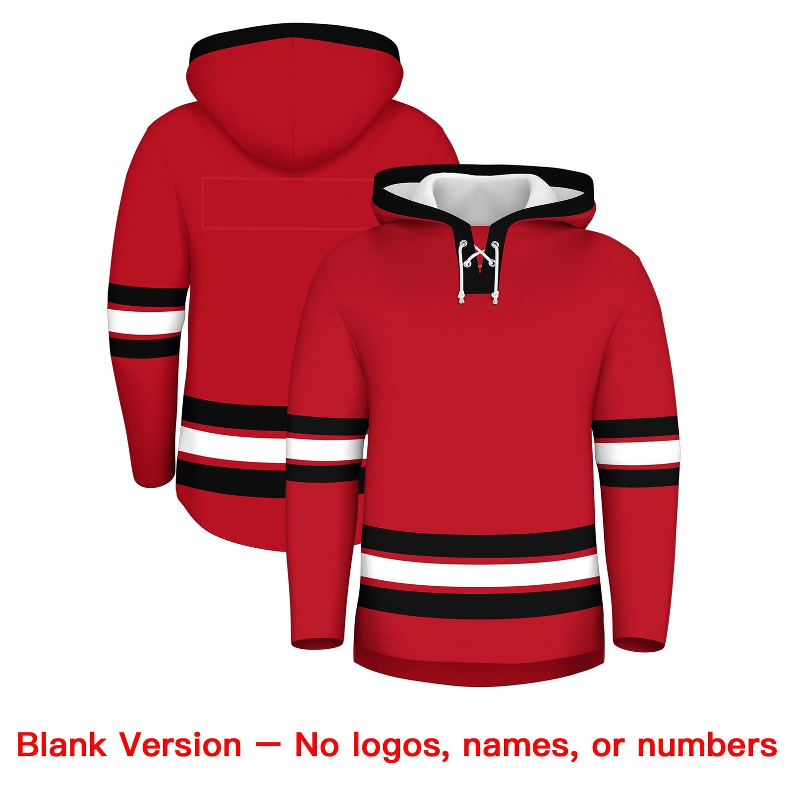 Custom Hockey Hoodie Jersey Red Black Classic Style Add Name,Number&Logo