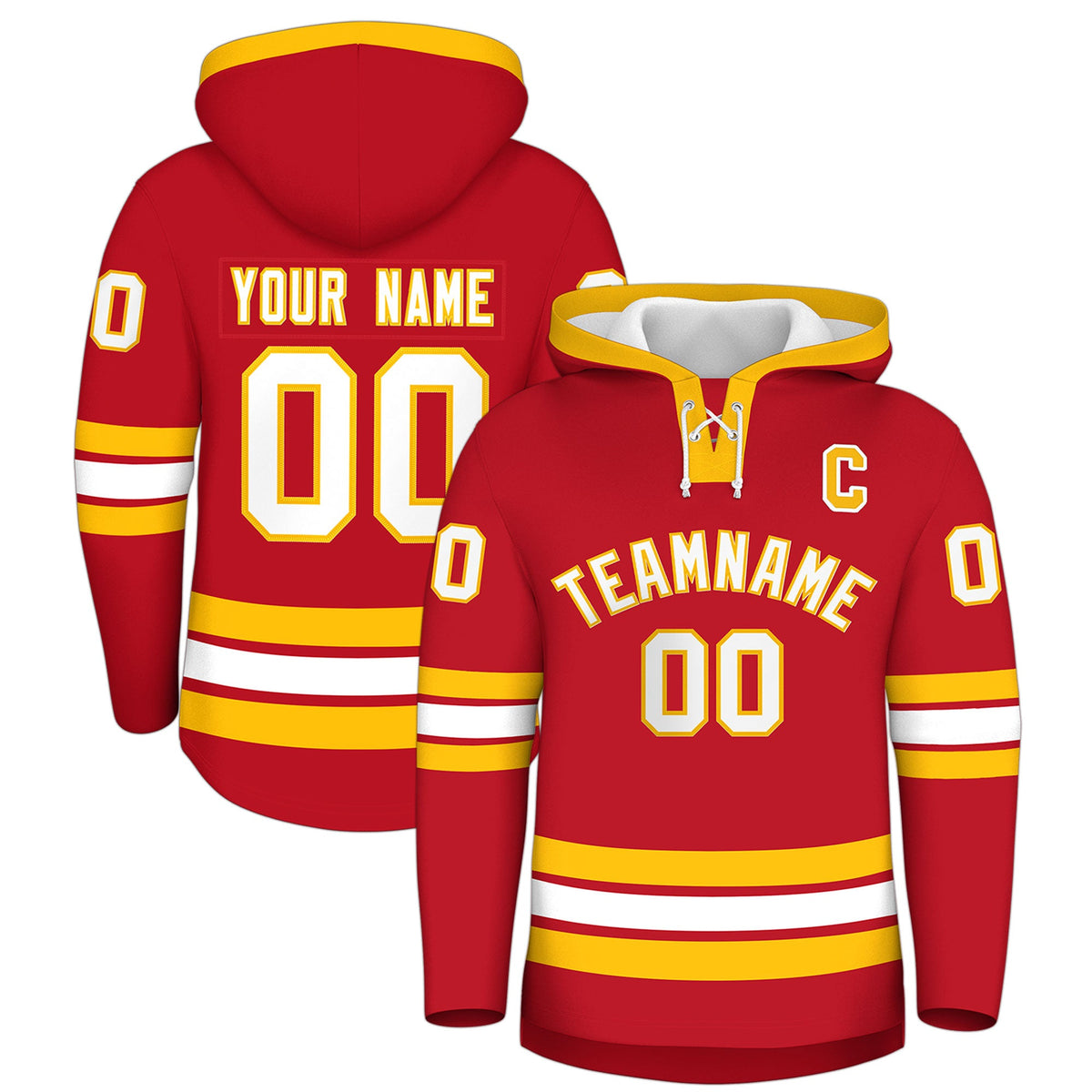 Custom Hockey Hoodie Jersey Red White Classic Style for Men&amp;Youth