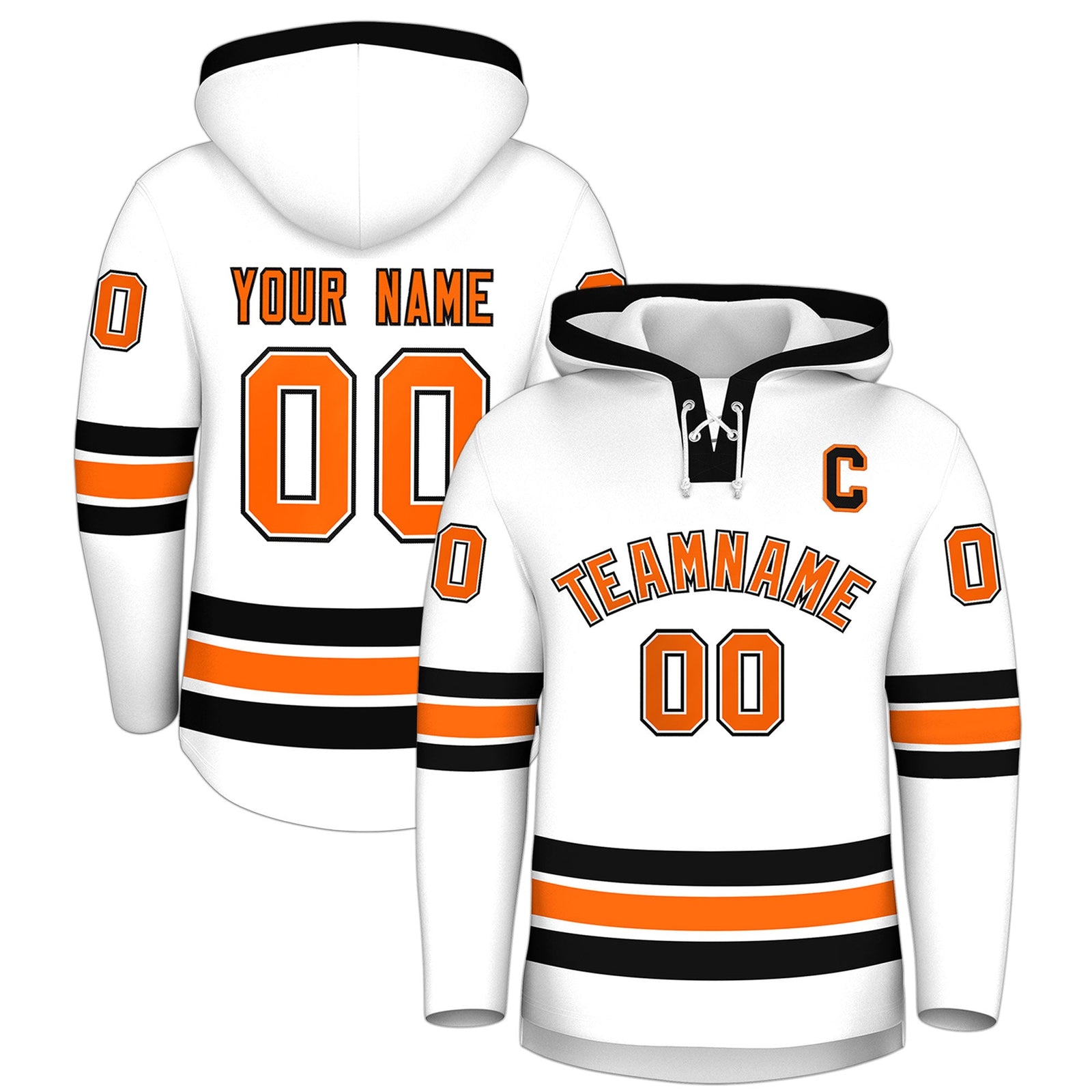 Custom Hockey Hoodie Jersey White Black Classic Style for Men&Youth
