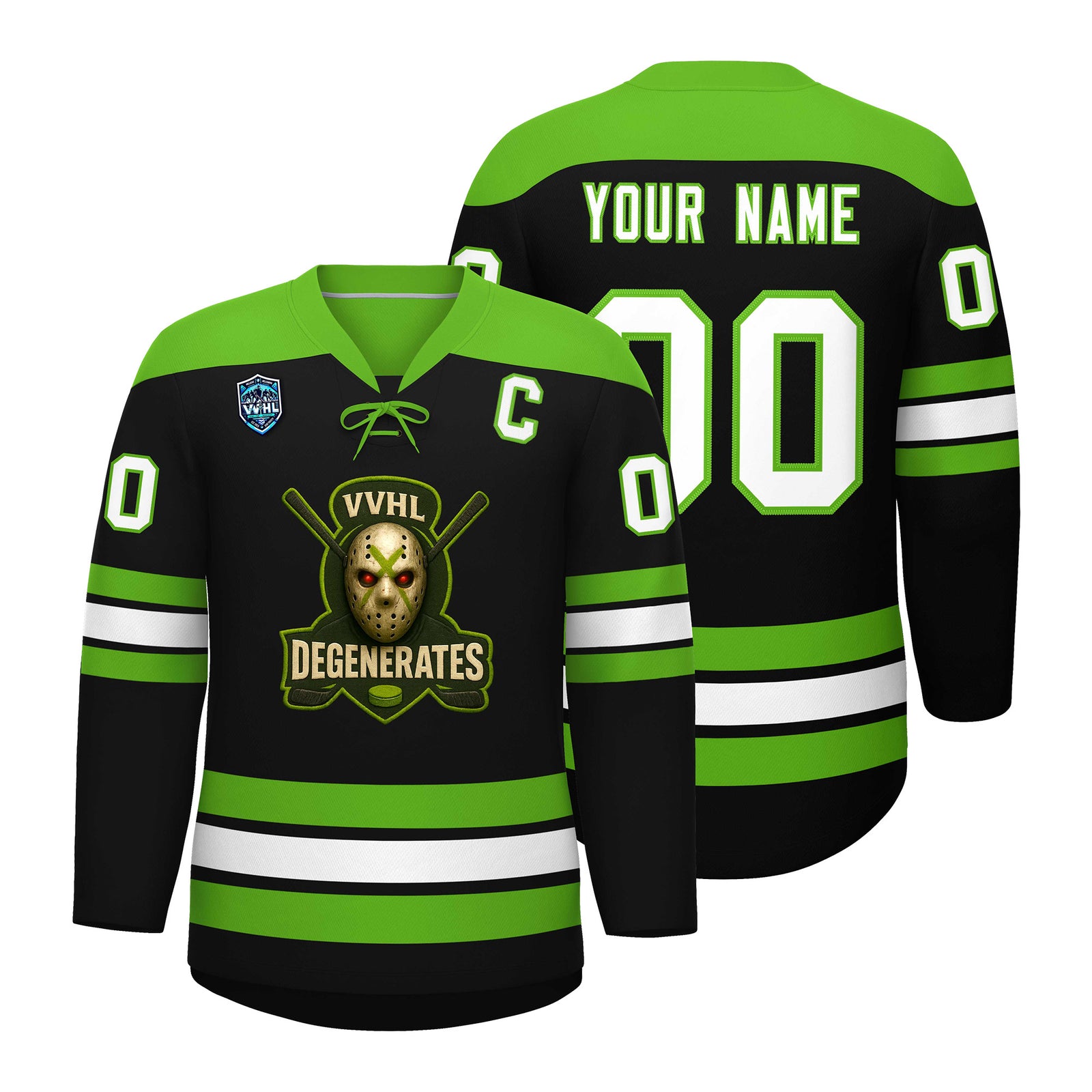 VVHL S7 Degenerates Black White Hockey Jersey