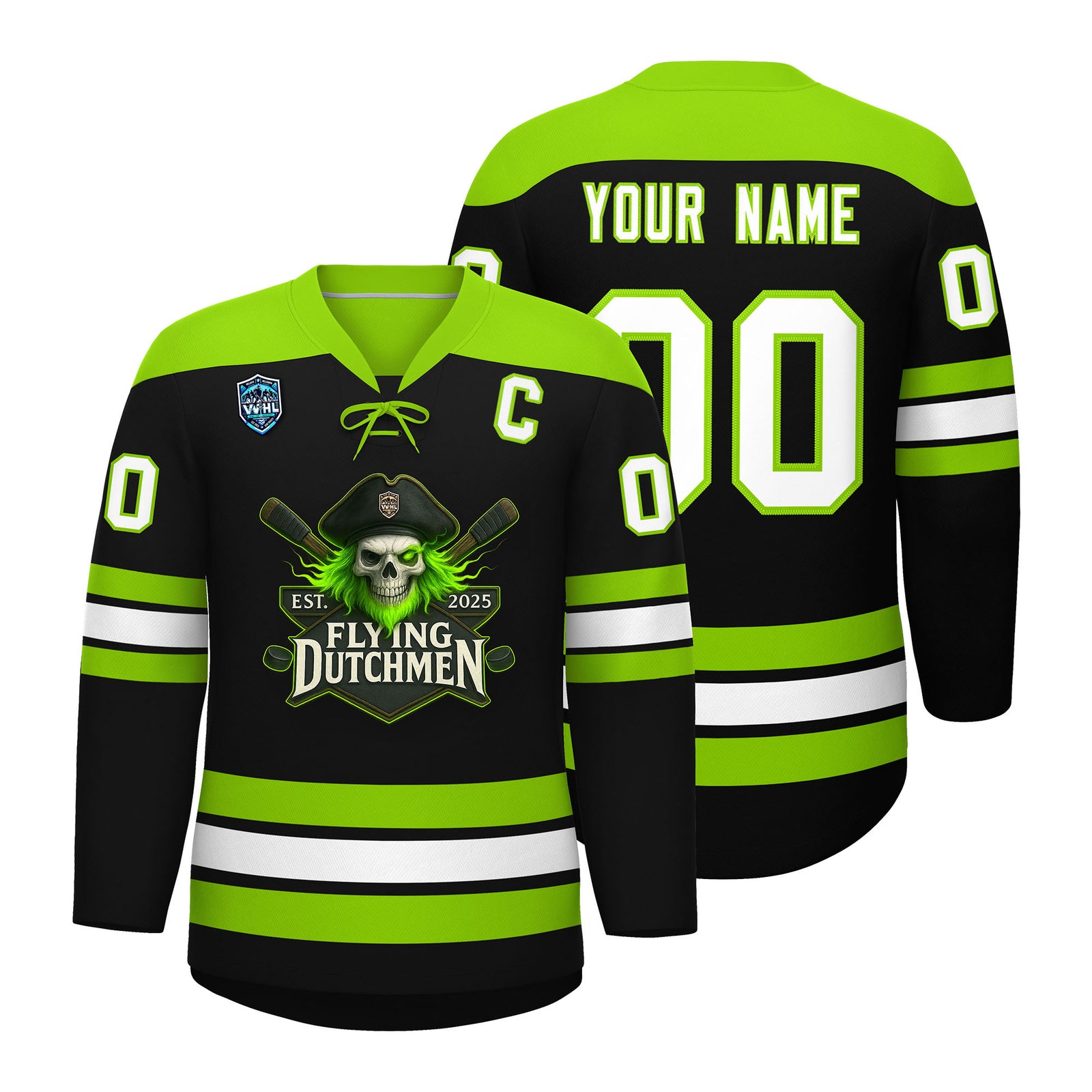 VVHL S7 Flying Dutchmen Black White Hockey Jersey