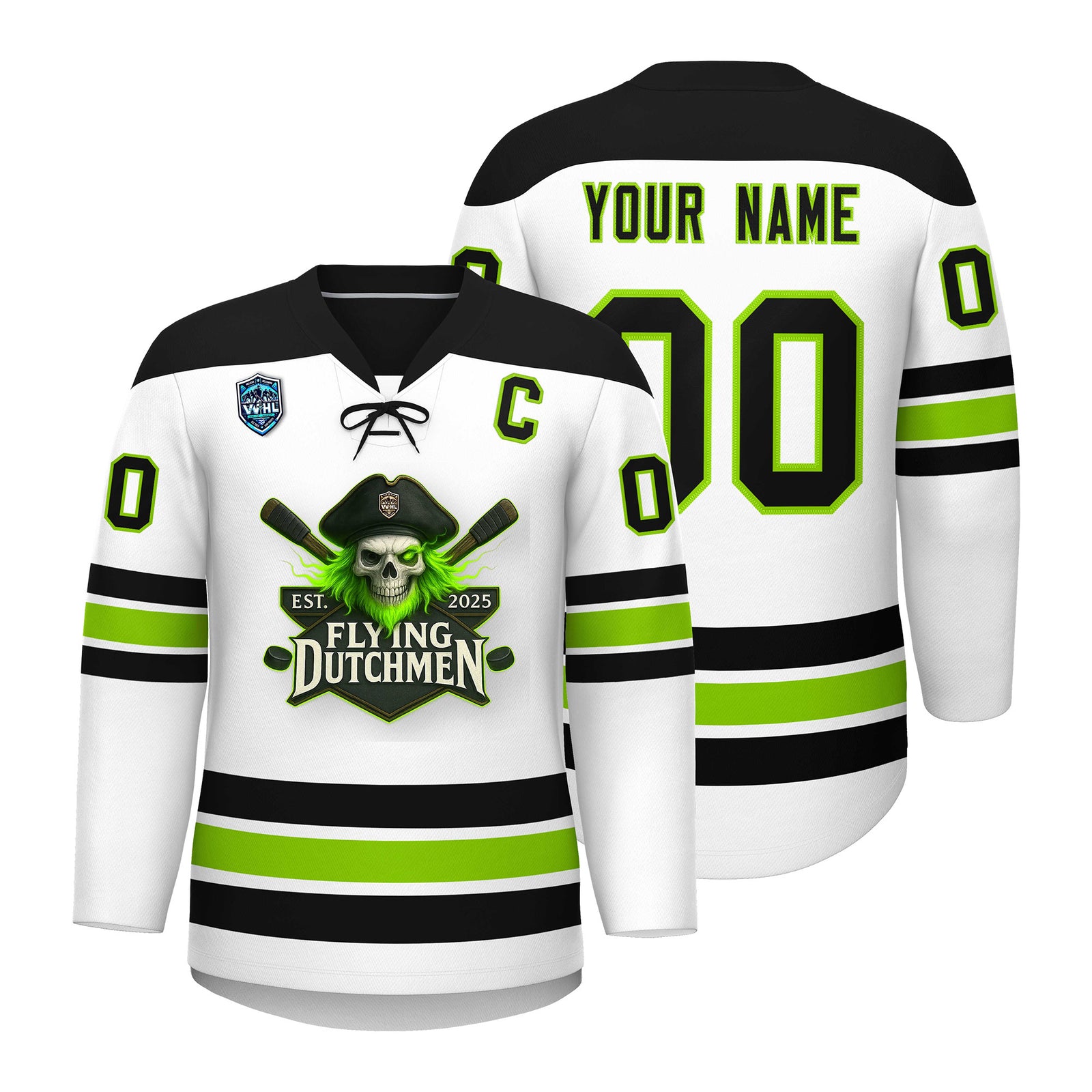 VVHL S7 Flying Dutchmen Black White Hockey Jersey