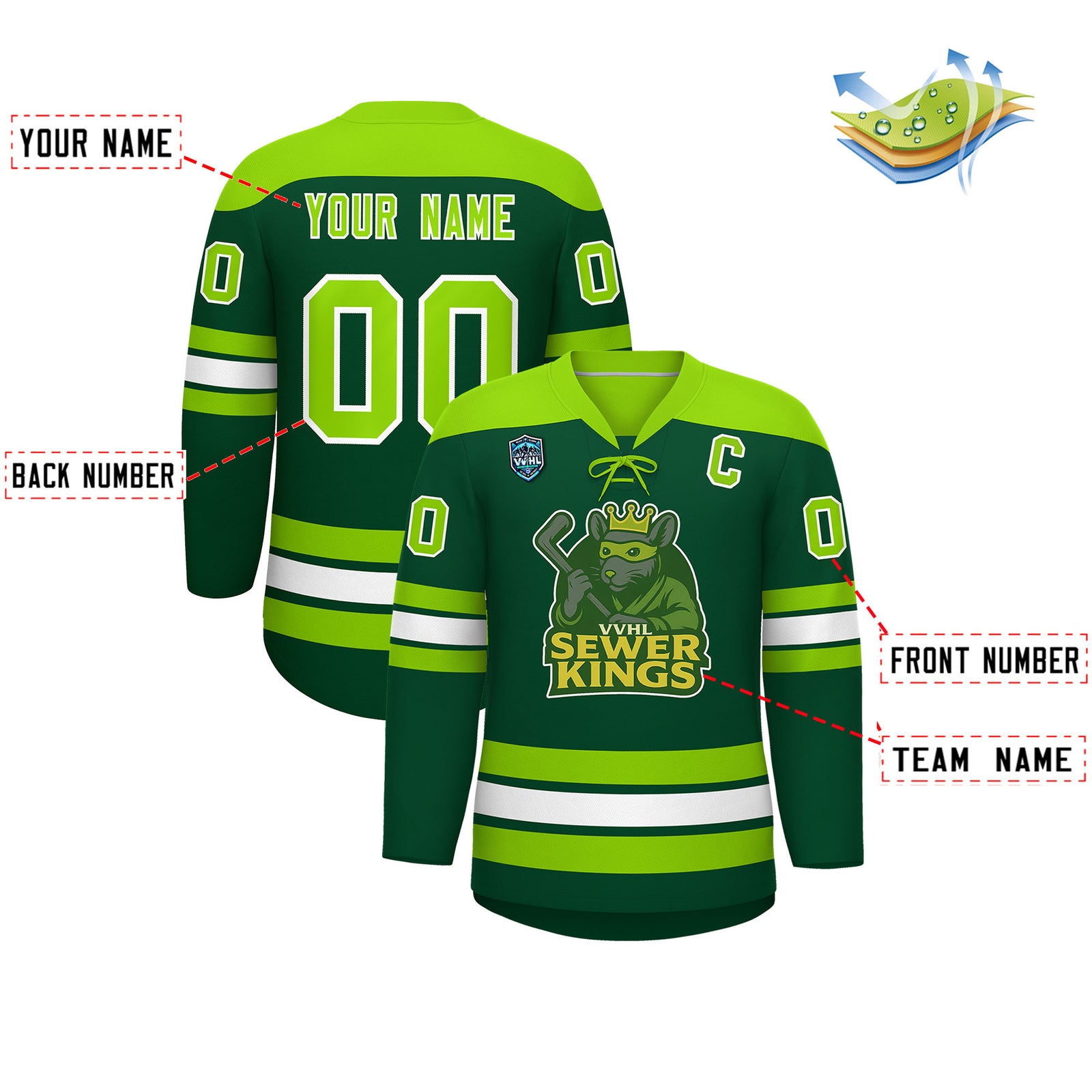 VVHL S7 Sewer Kings Brown White Hockey Jersey