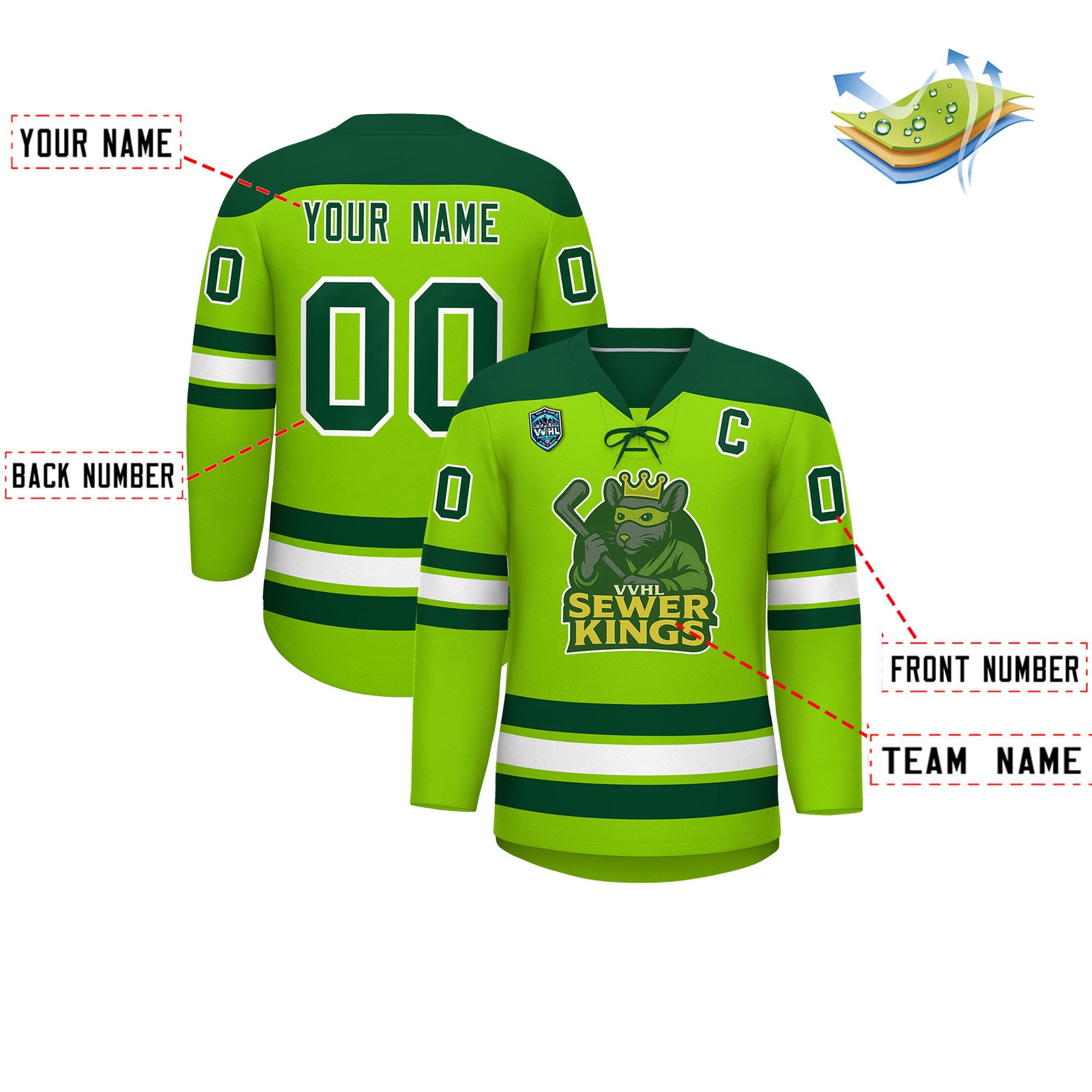 VVHL S7 Sewer Kings Brown White Hockey Jersey