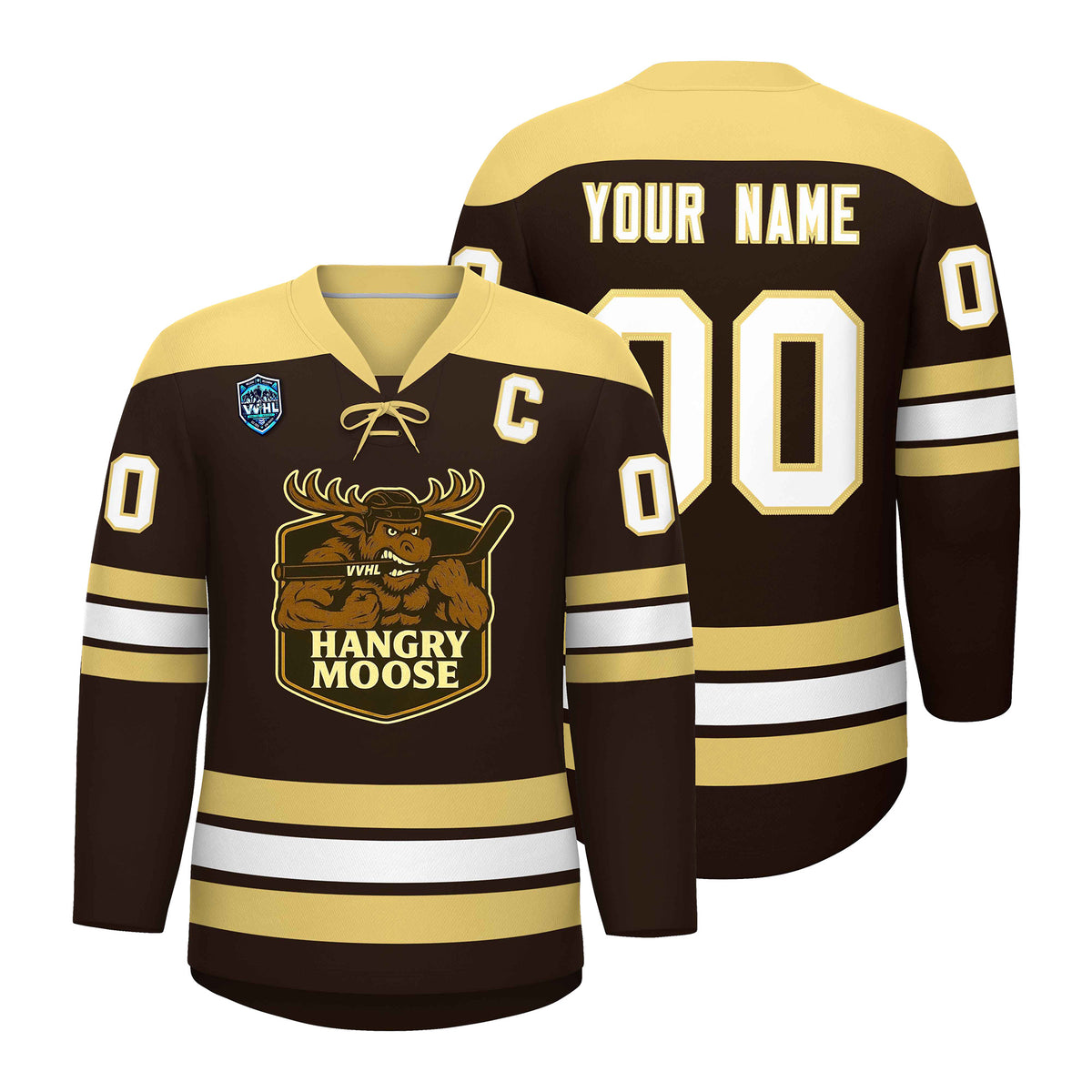 VVHL S7 HANGRY MOOSE Brown White Hockey Jersey