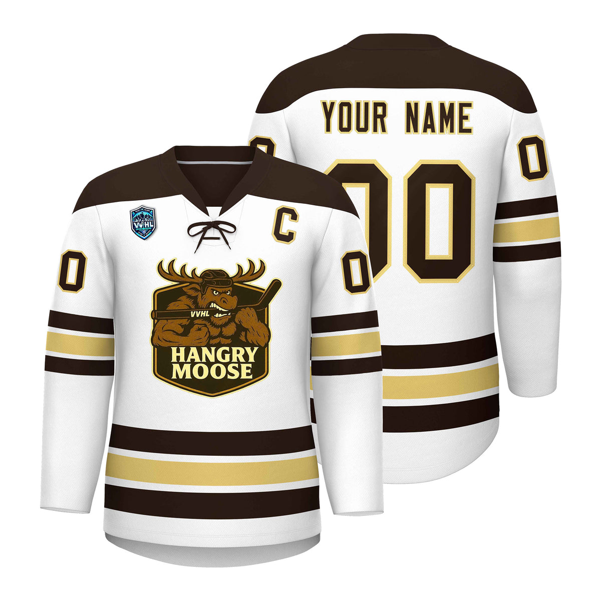 VVHL S7 HANGRY MOOSE Brown White Hockey Jersey