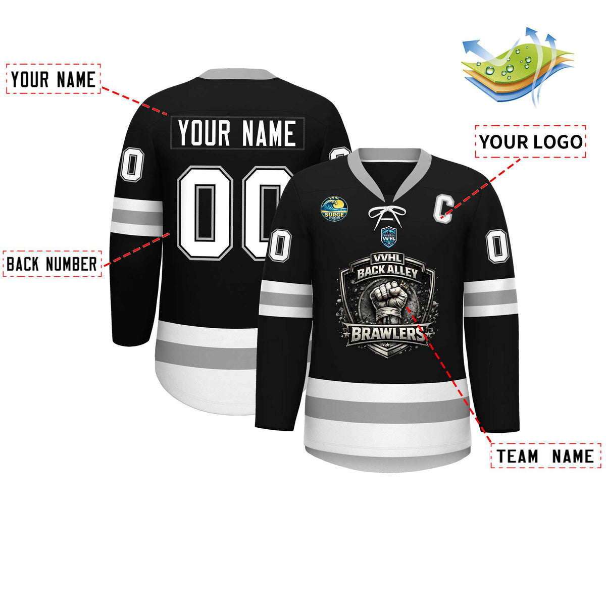 VVHL S10 BACK ALLEY BRAWLERS Hockey Jersey