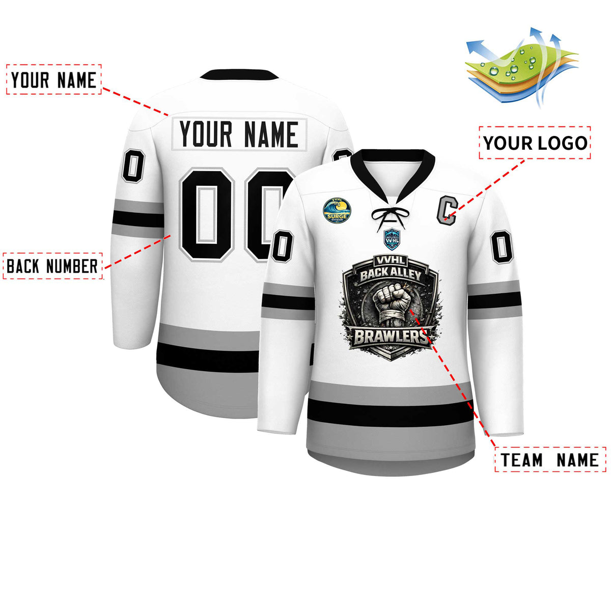 VVHL S10 BACK ALLEY BRAWLERS Hockey Jersey