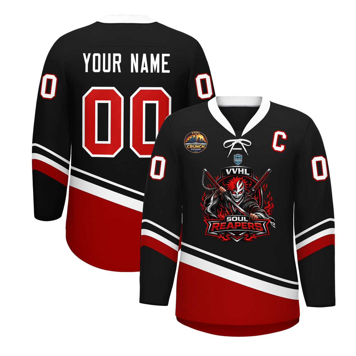 VVHL S10 SOUL REAPERS Black WHite Hockey Jersey