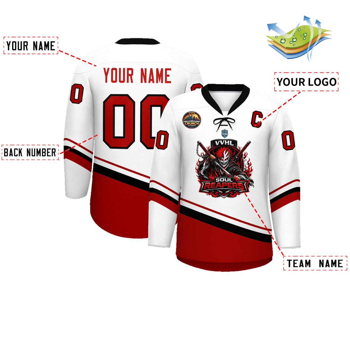 VVHL S10 SOUL REAPERS Black WHite Hockey Jersey