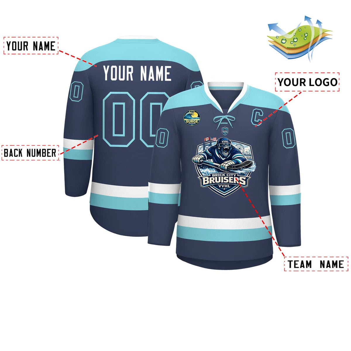 VVHL S10 BRICK CITY BRUISERS Hockey Jersey