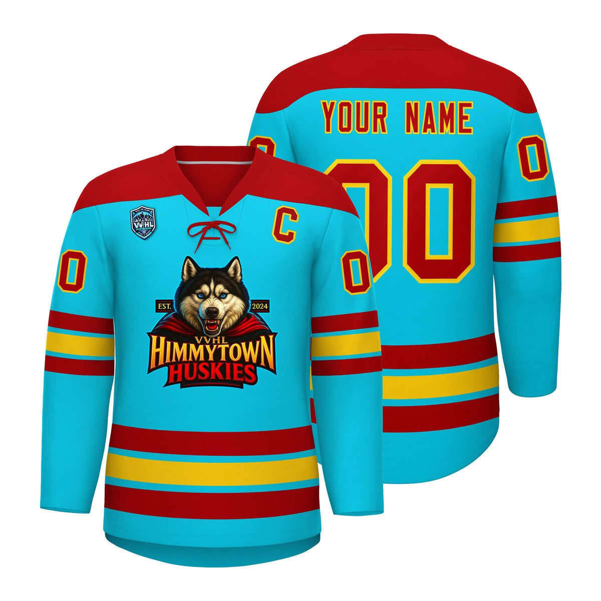 VVHL S7 Himmytown Huskies Sky Blue White Hockey Jersey