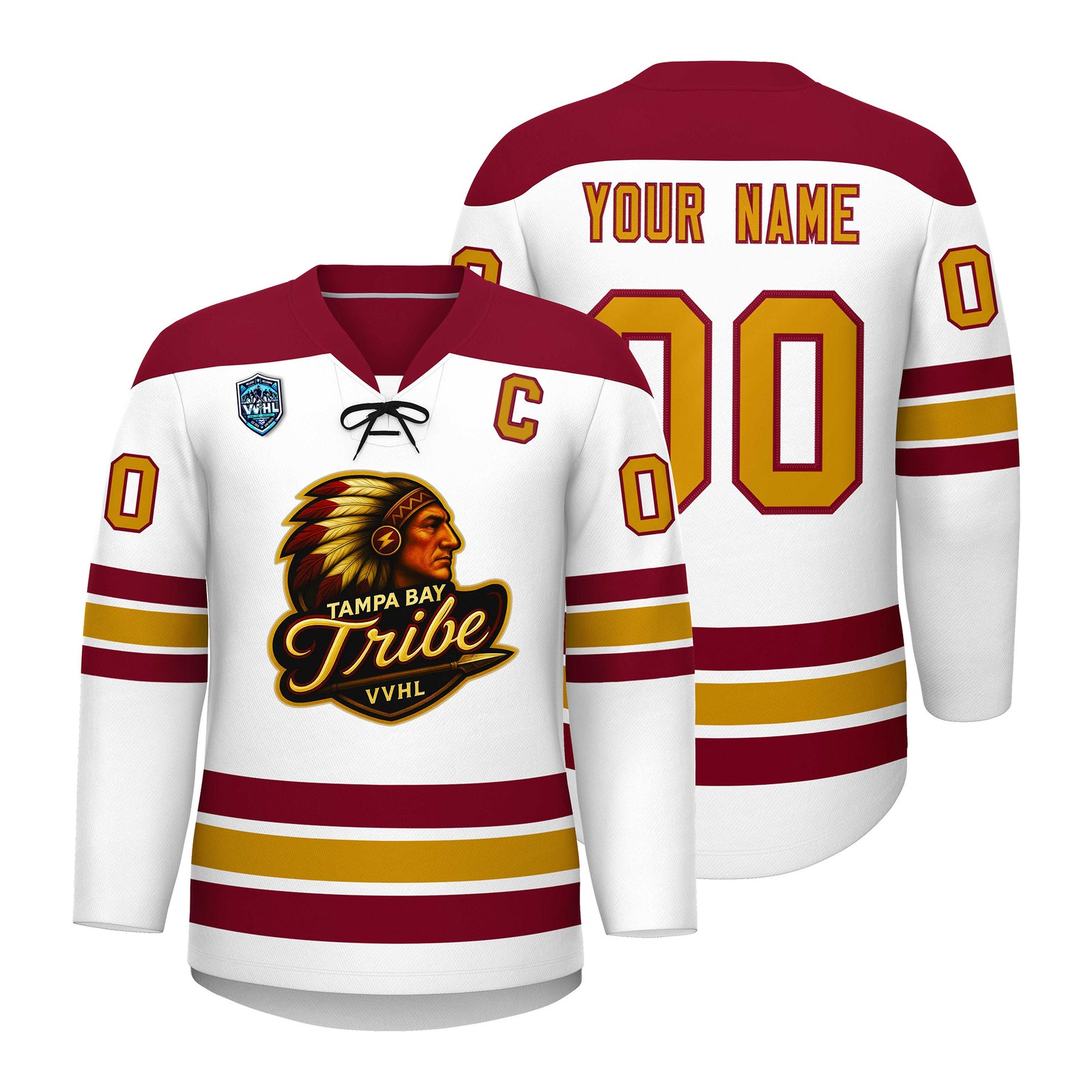 VVHL S7 Tampa Bay Tribe Crimson White Hockey Jersey