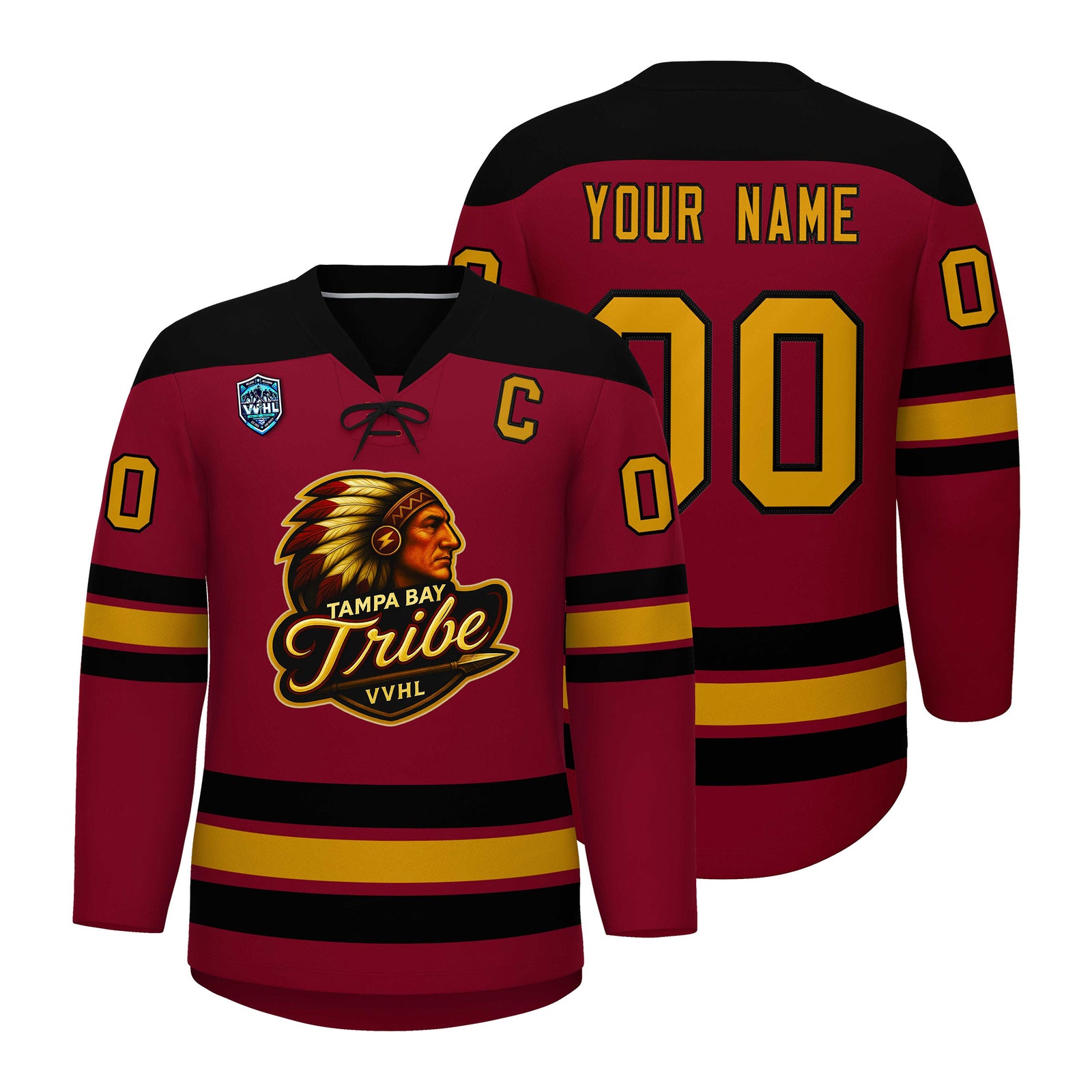 VVHL S7 Tampa Bay Tribe Crimson White Hockey Jersey