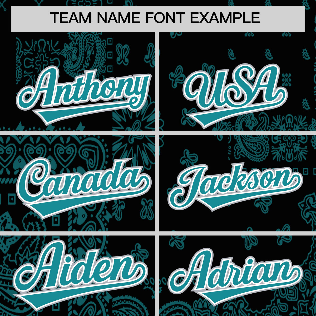 Custom Aqua Black White Cashew Flower Graffiti Pattern V-Neck Hockey Jersey| KXKSHOP