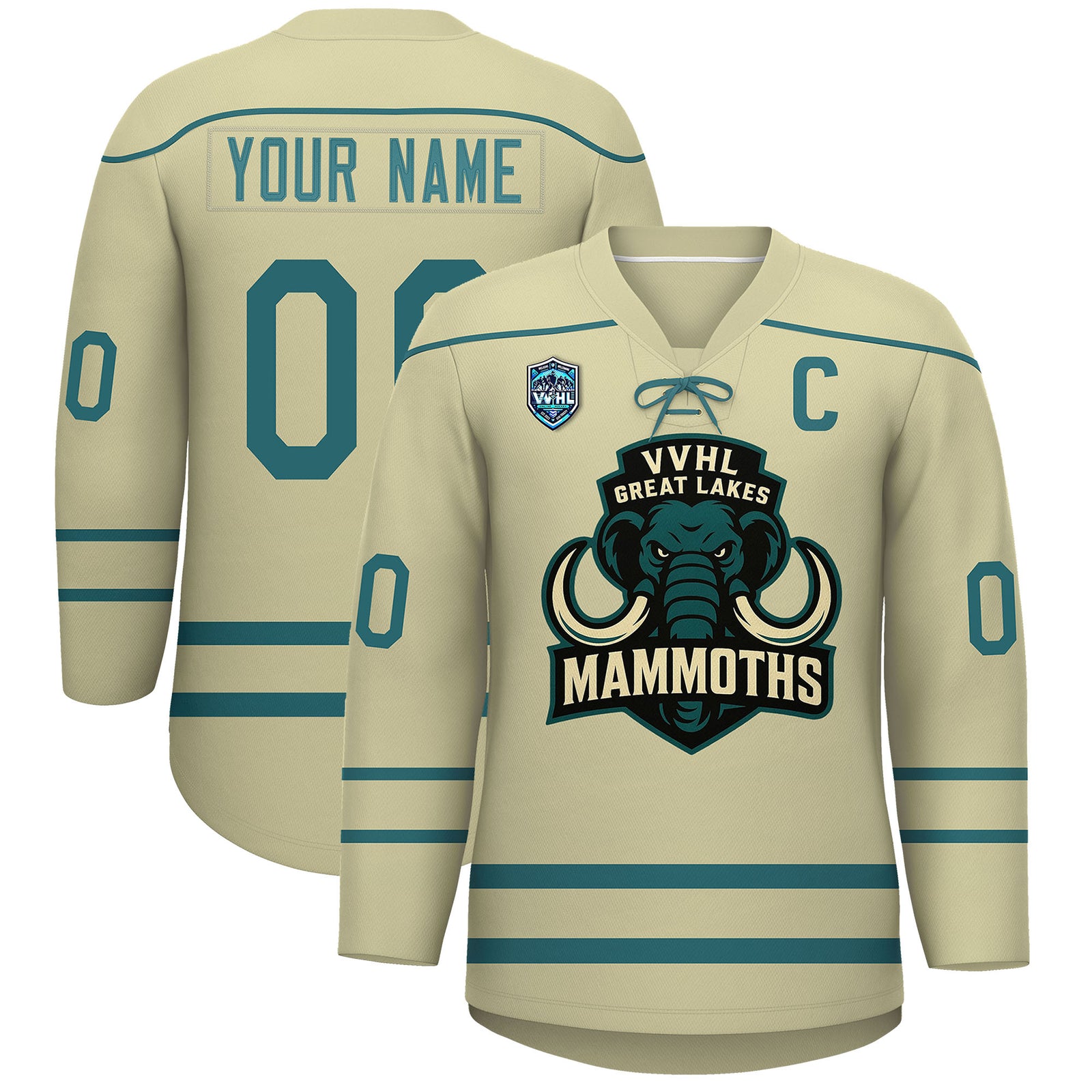 VVHL S9 Great Lakes Mammoths Black Teal Hockey Jersey