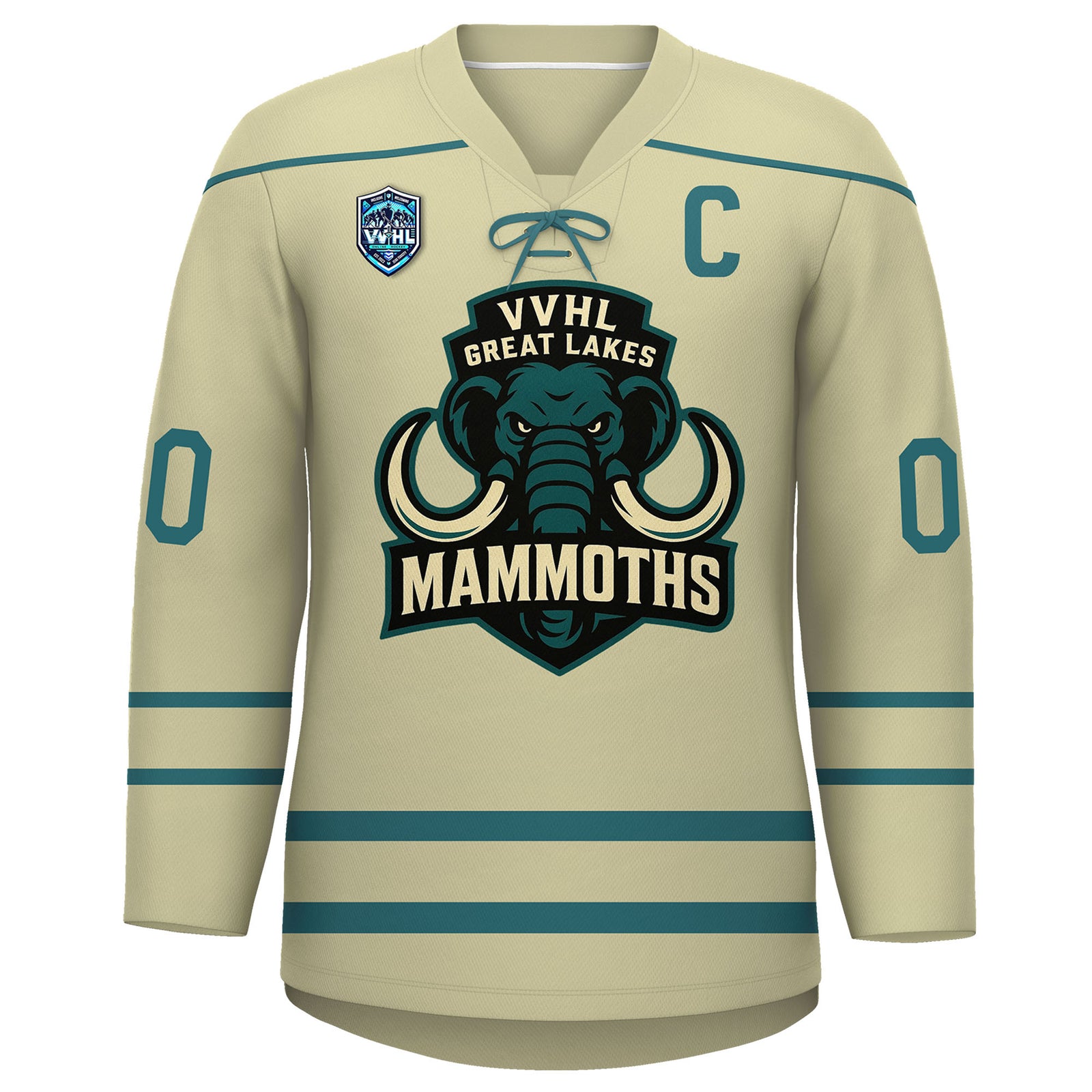 VVHL S9 Great Lakes Mammoths Black Teal Hockey Jersey